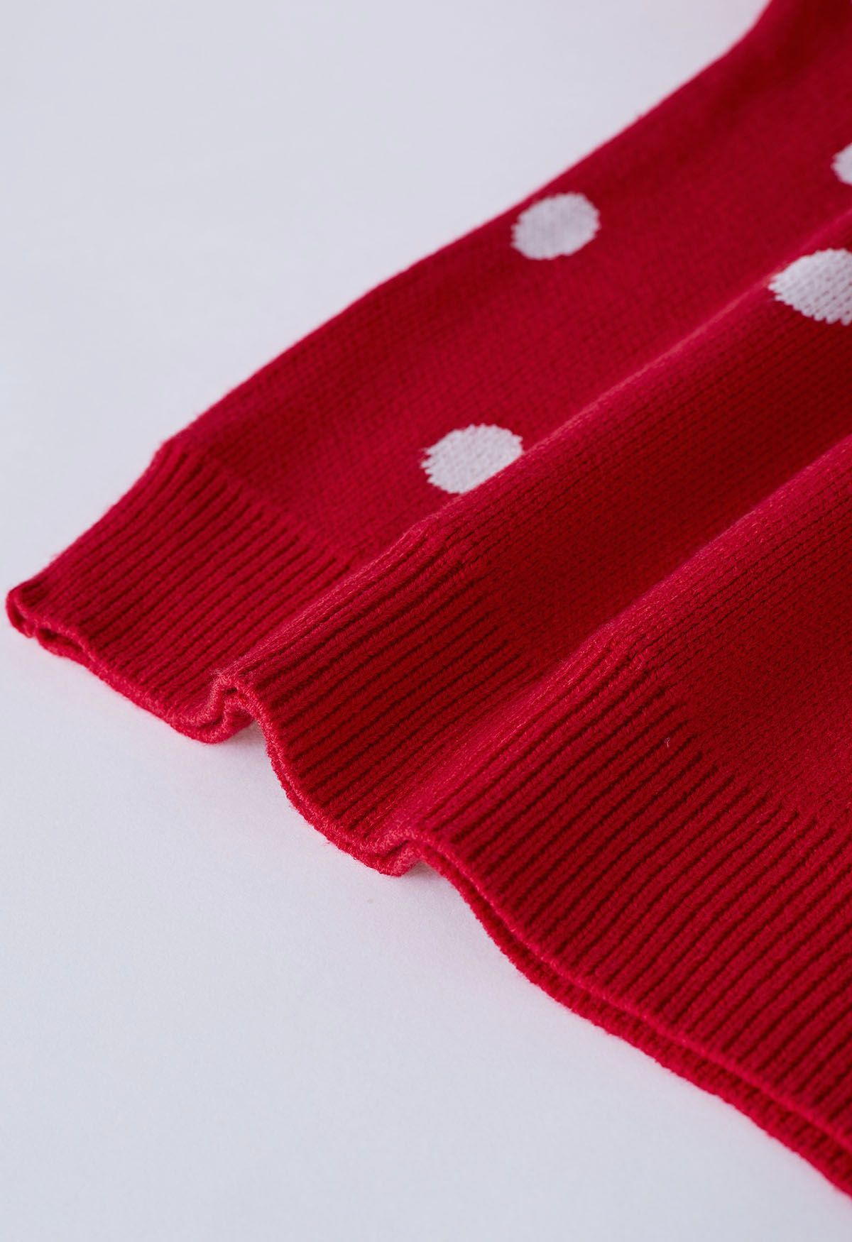 Adorable Polka Dot Mock Neck Knit Sweater in Red