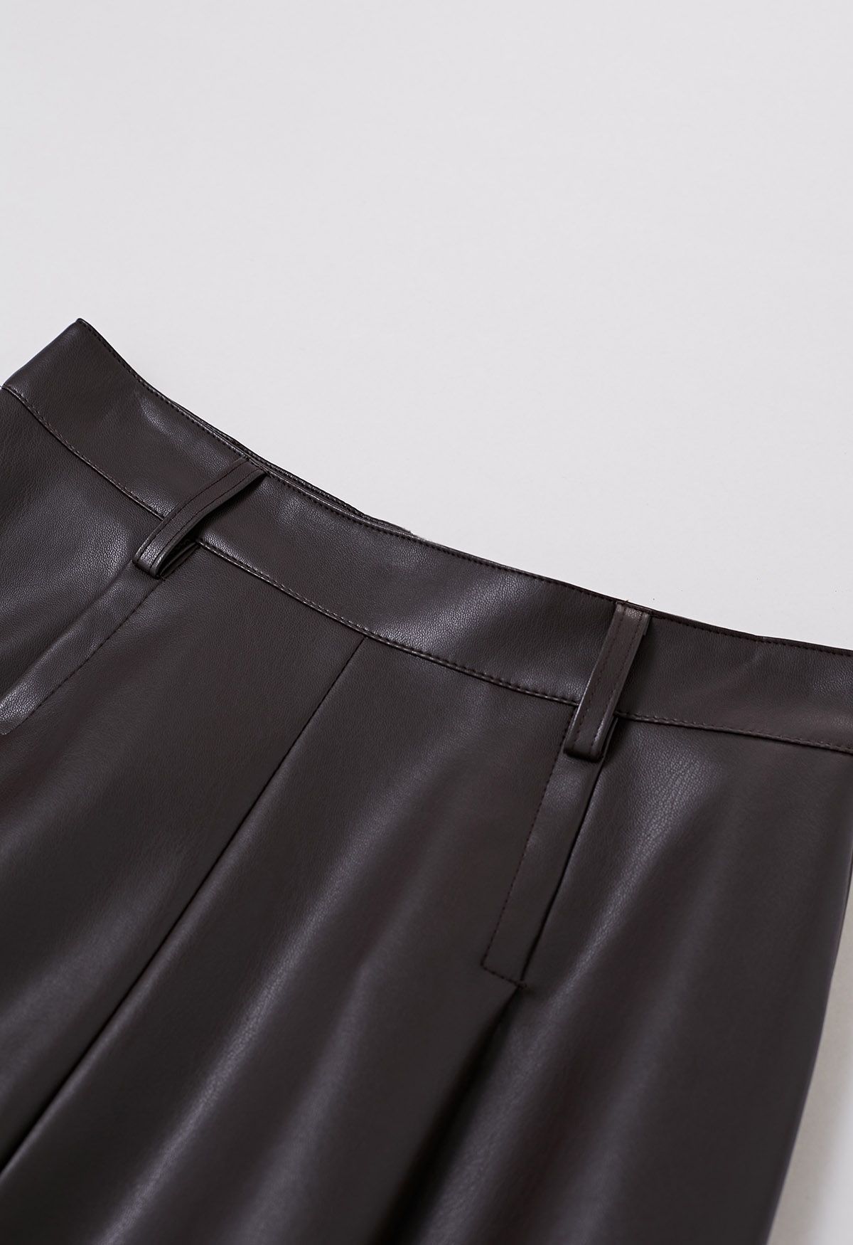 Faux Leather Belted A-Line Maxi Skirt in Brown