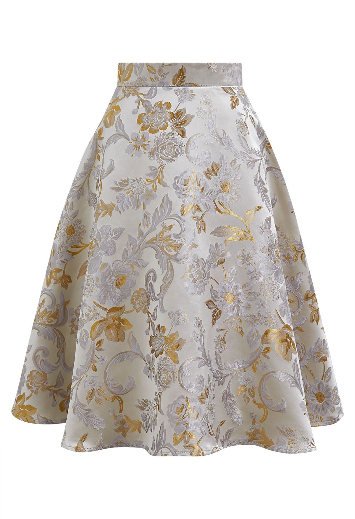 Morning Garden Jacquard A-Line Midi Skirt