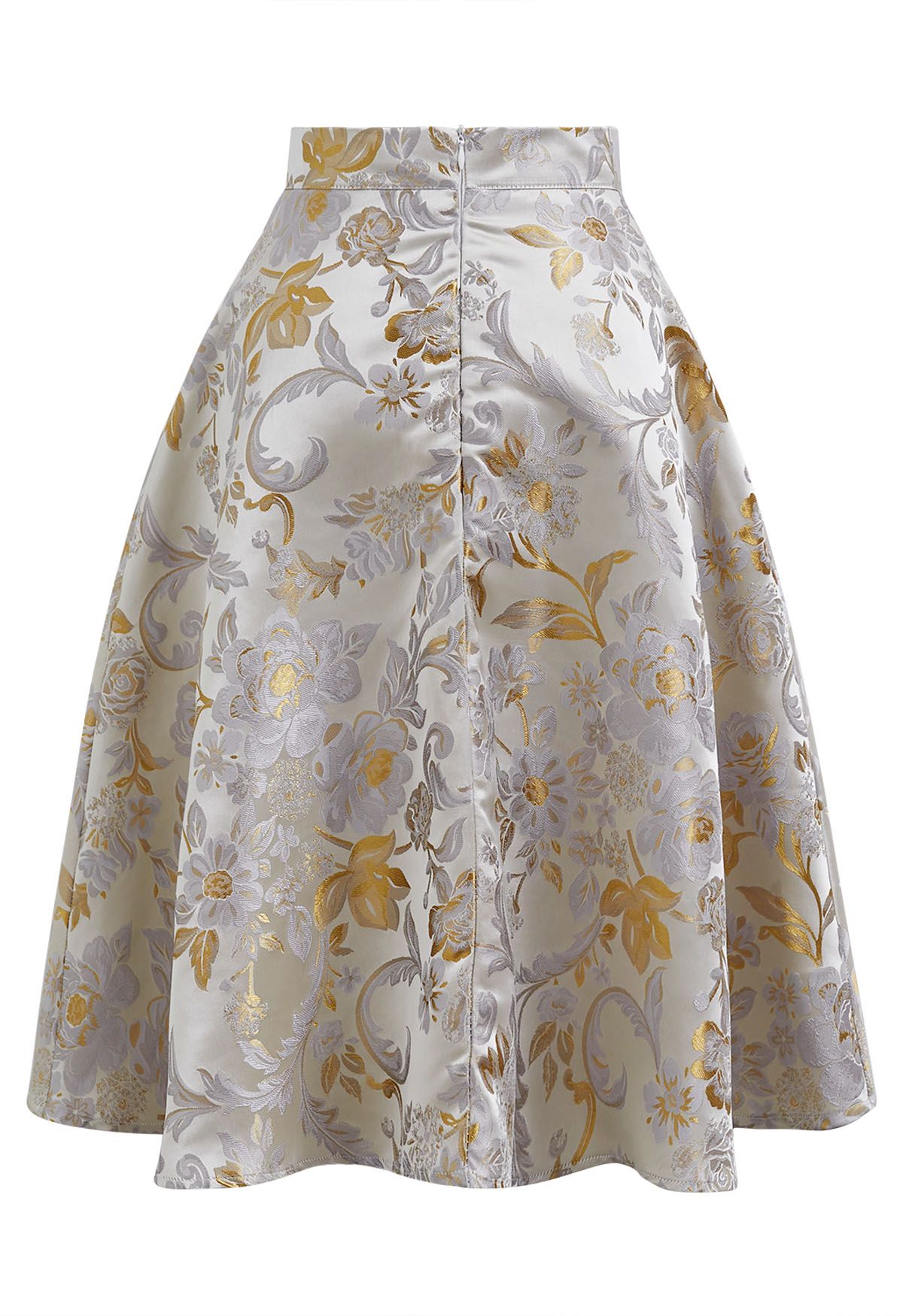Morning Garden Jacquard A-Line Midi Skirt