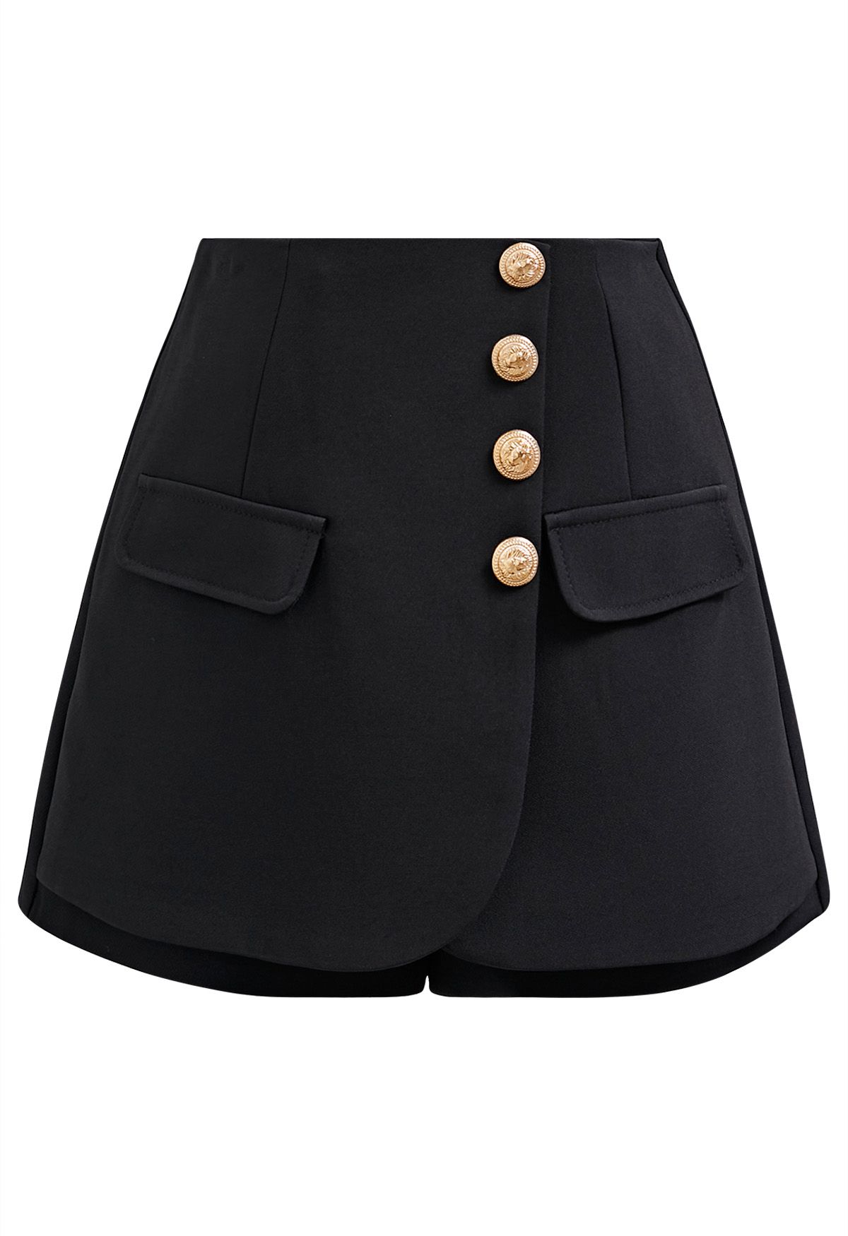 Ornate Golden Button Flap Skorts