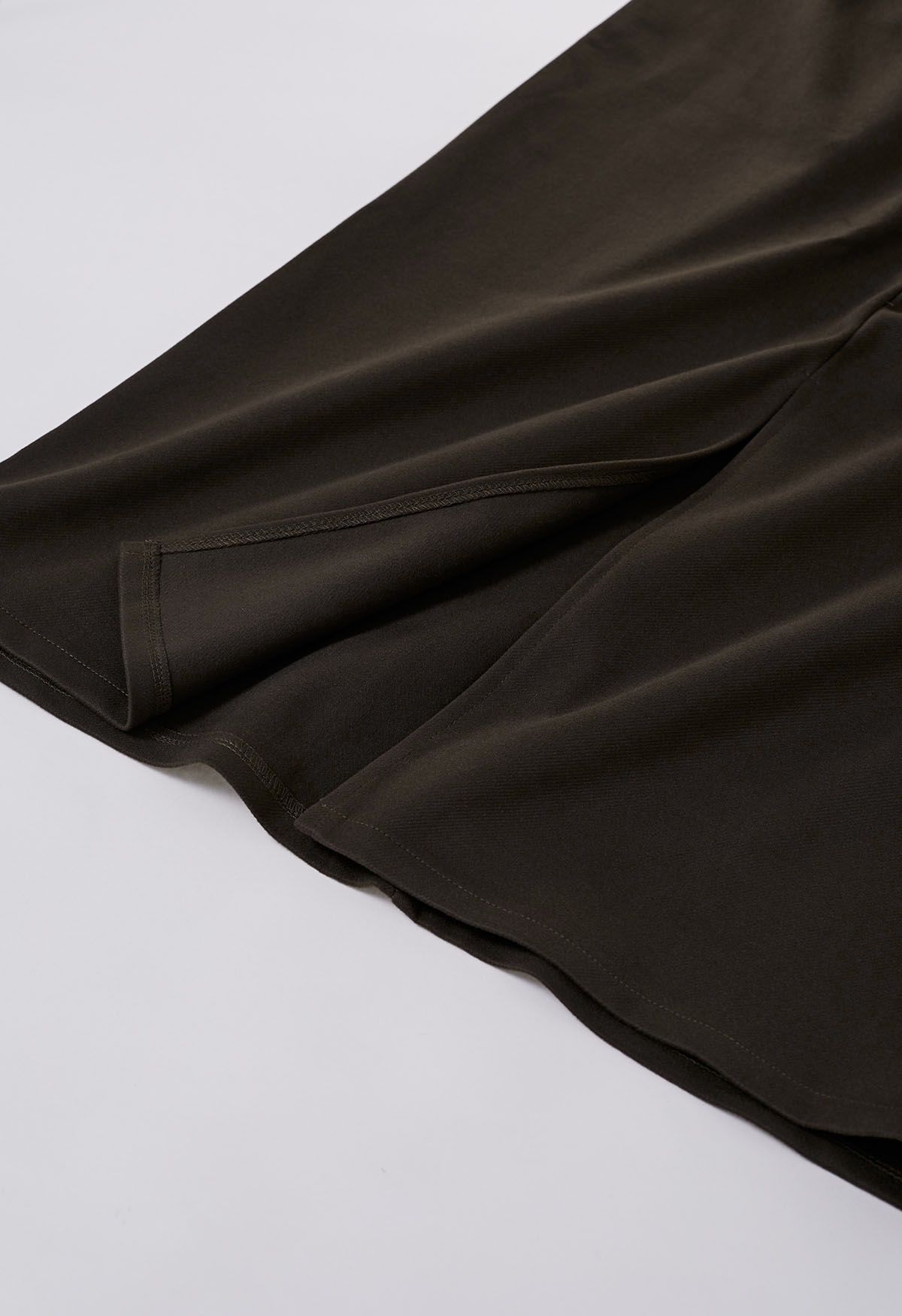 Slit Back Belted Maxi Skirt in Khaki