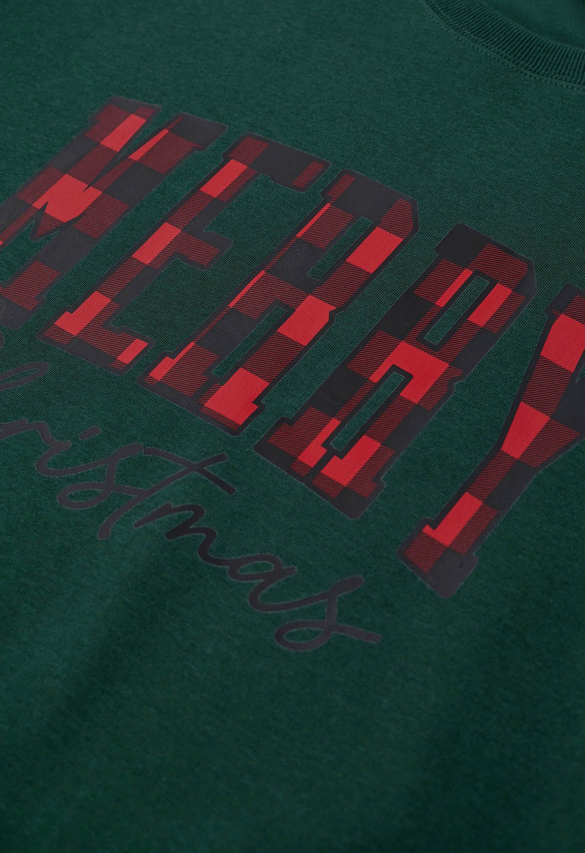 Red Check Letter Printed Sweatshirt