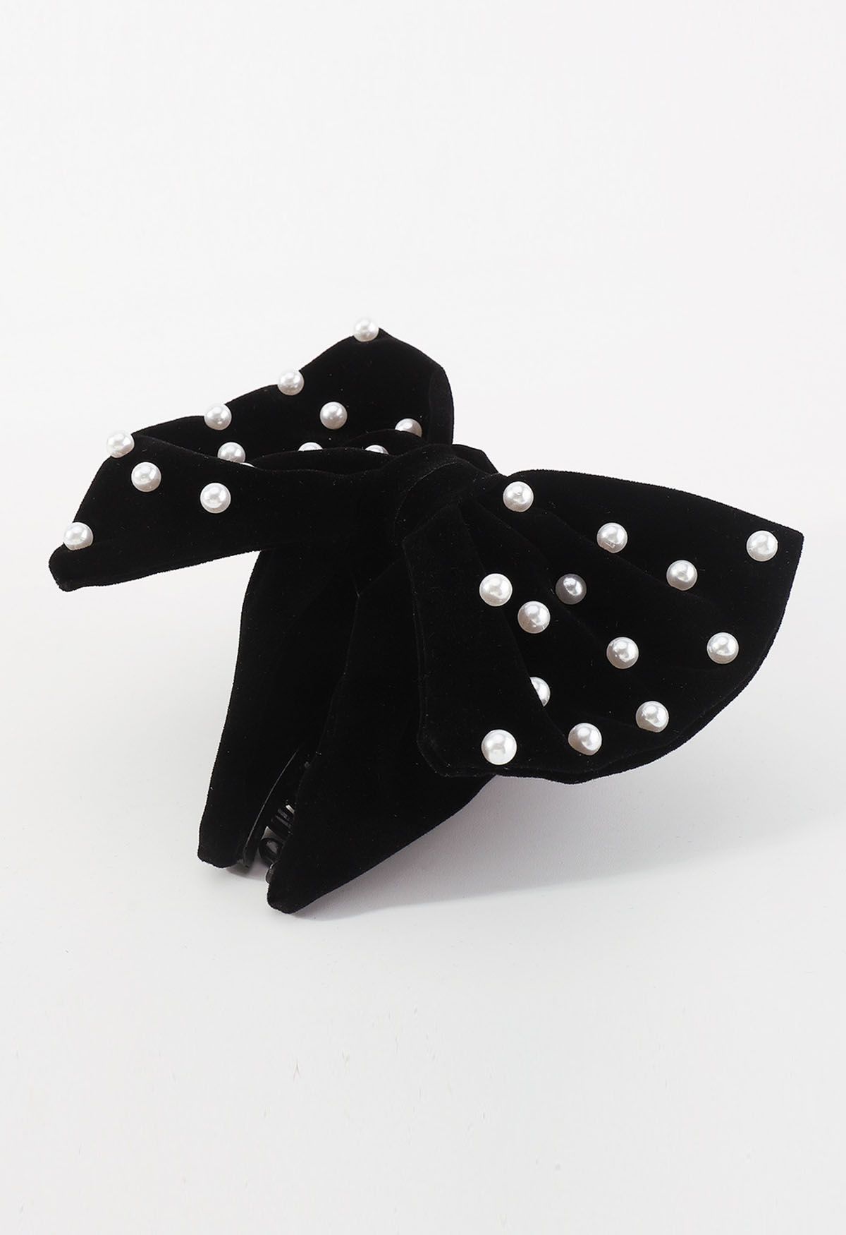 Pearly Bowknot Hair Claw in Black