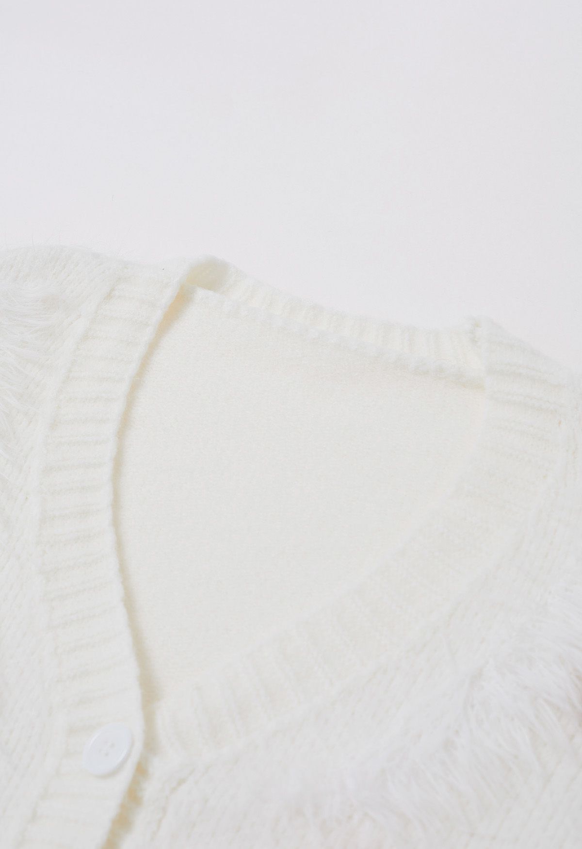 Christmas Elements Fluffy Knit Cardigan in White