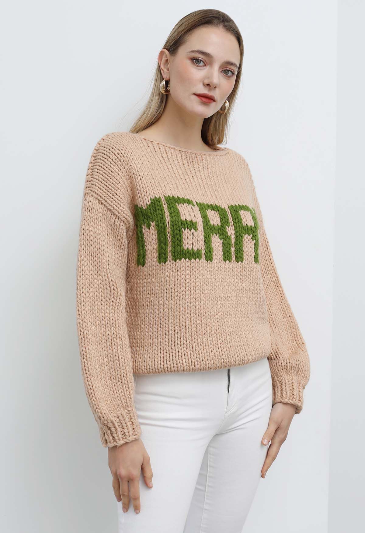 Merry Boat Neck Chunky Hand Knit Sweater