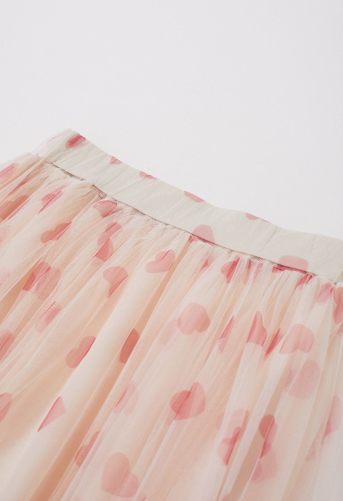 Can't Let Go Mesh Tulle Midi Skirt in Pink Heart
