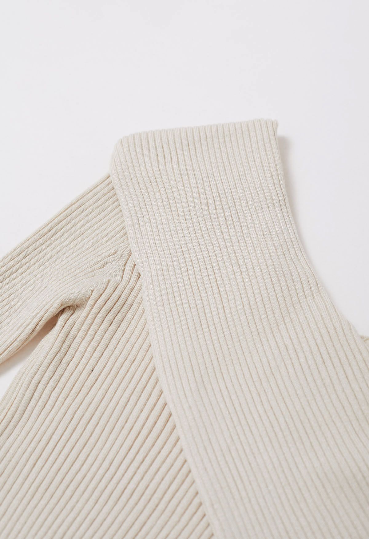 Crisscross Full Ribbed Knit Top in Cream