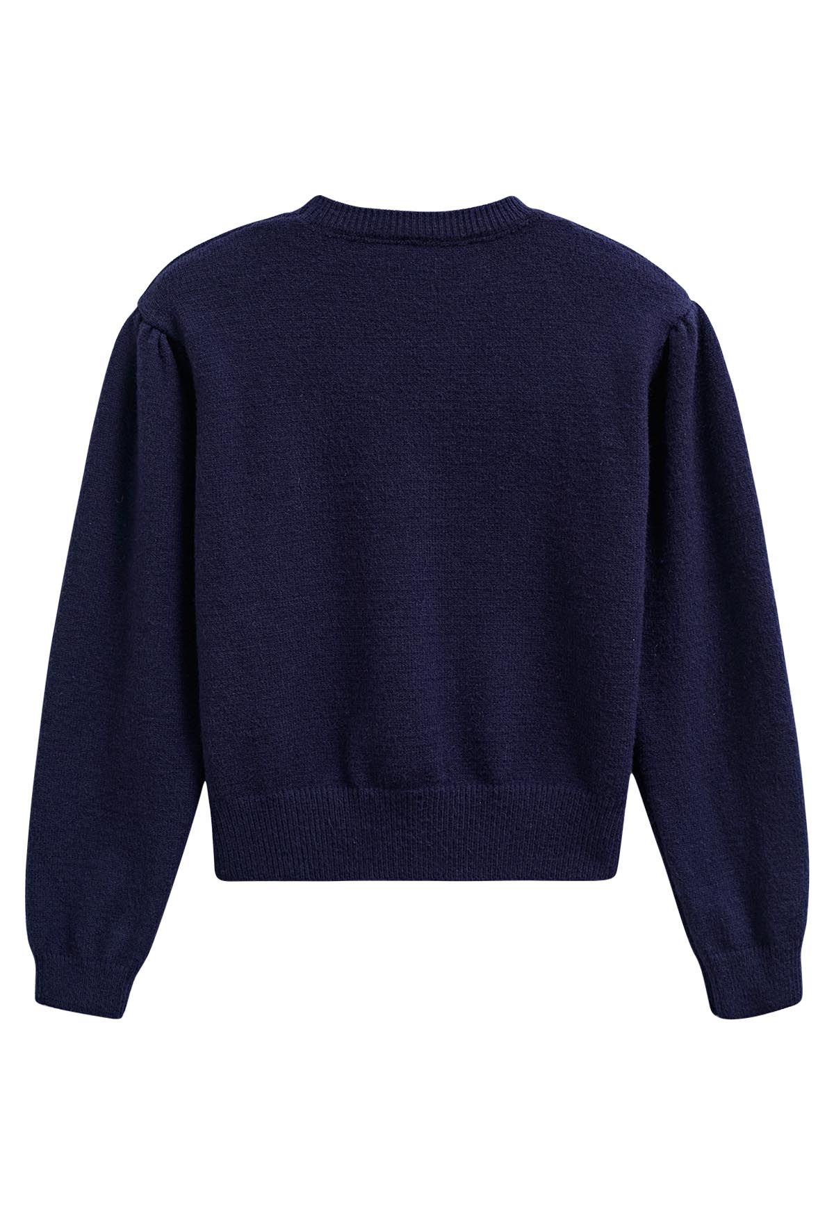 Sweet Heart Cozy Knit Sweater in Navy