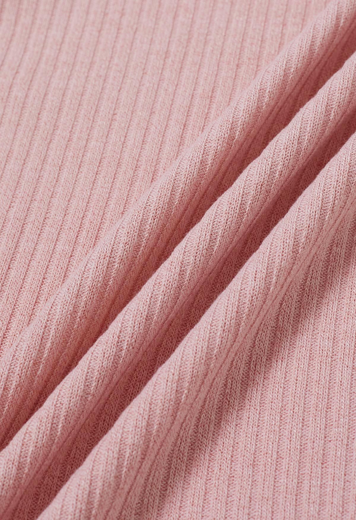 Sequin Mesh Sleeves Mock Neck Knit Top in Pink