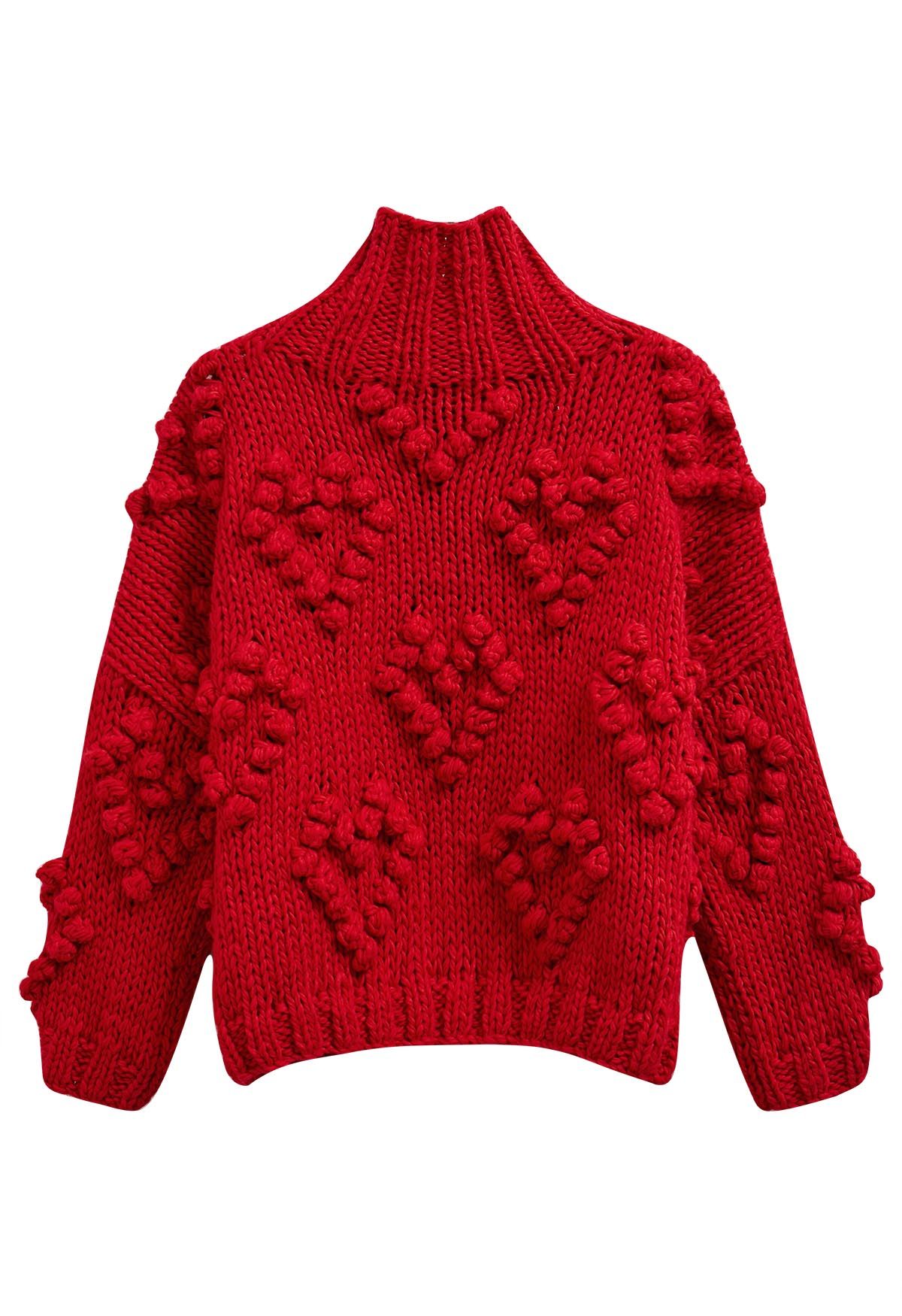 Knit Your Love Turtleneck Sweater in Red