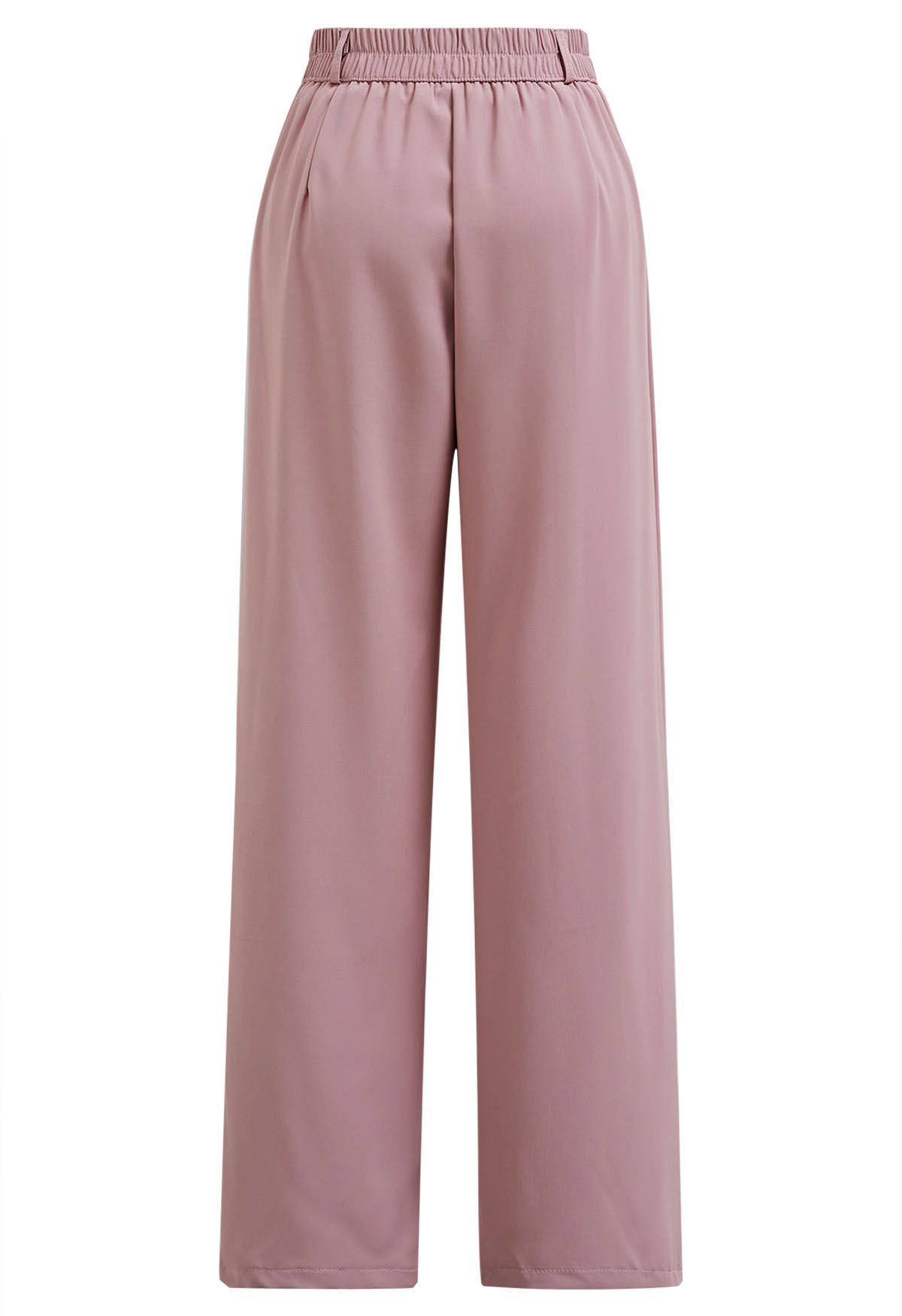 Simple Pleat Straight-Leg Pants in Pink