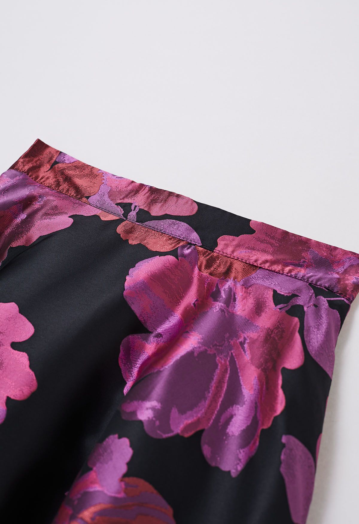 Floral Melody Jacquard A-Line Maxi Skirt in Magenta