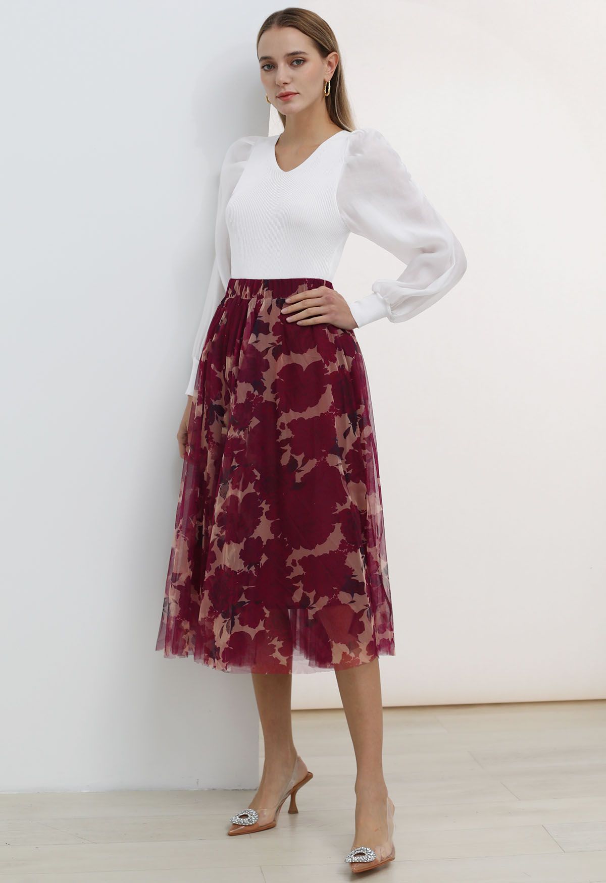 Flourishing Flower Double-Layered Mesh Tulle Skirt