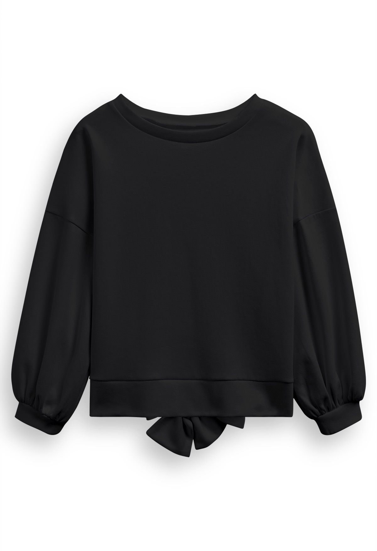 Bowknot Back Cotton Sweatshirt in Black