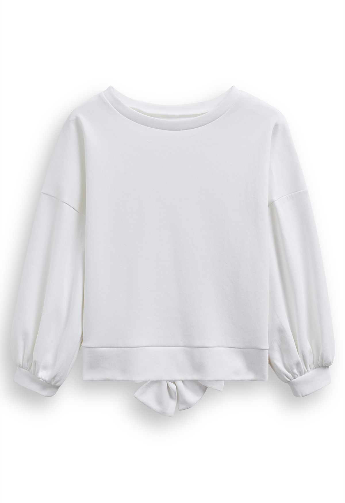 Bowknot Back Cotton Sweatshirt in White