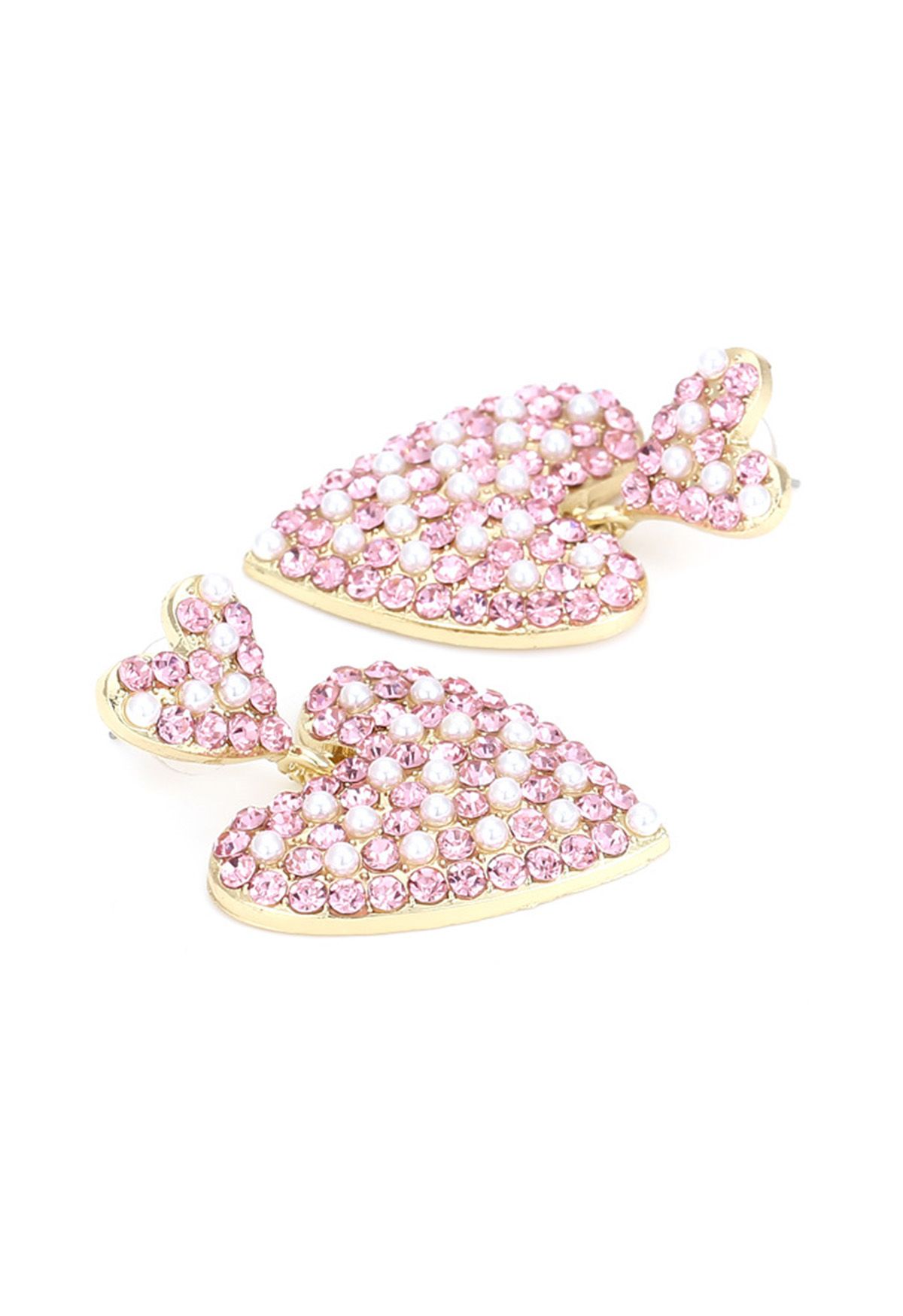Lovely Pearl Heart Rhinestone Earrings