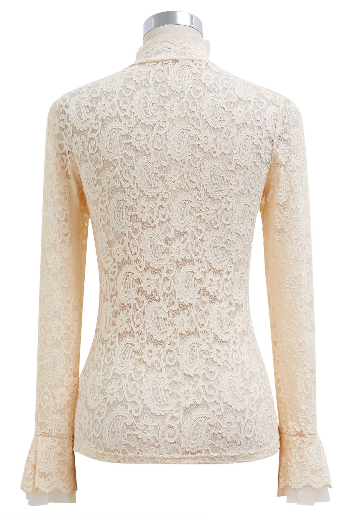 Paisley Full Lace Mesh Inserted Top in Cream