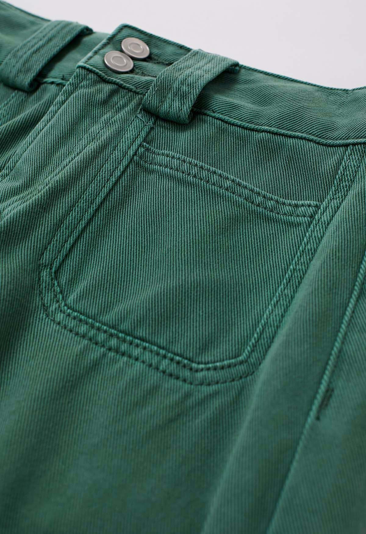 Vintage Charm Straight Leg Jeans in Green