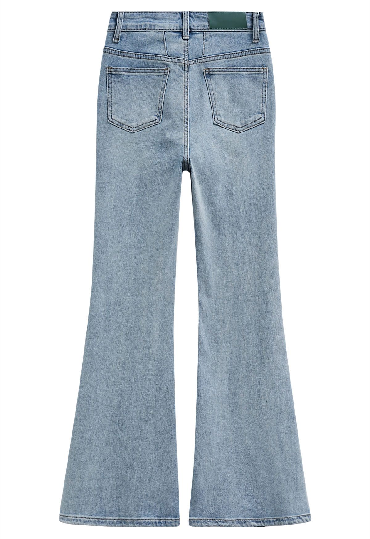 Flattering Stretchy Flare Leg Jeans in Blue