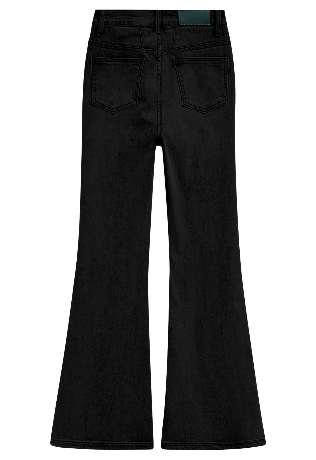 Flattering Stretchy Flare Leg Jeans in Black