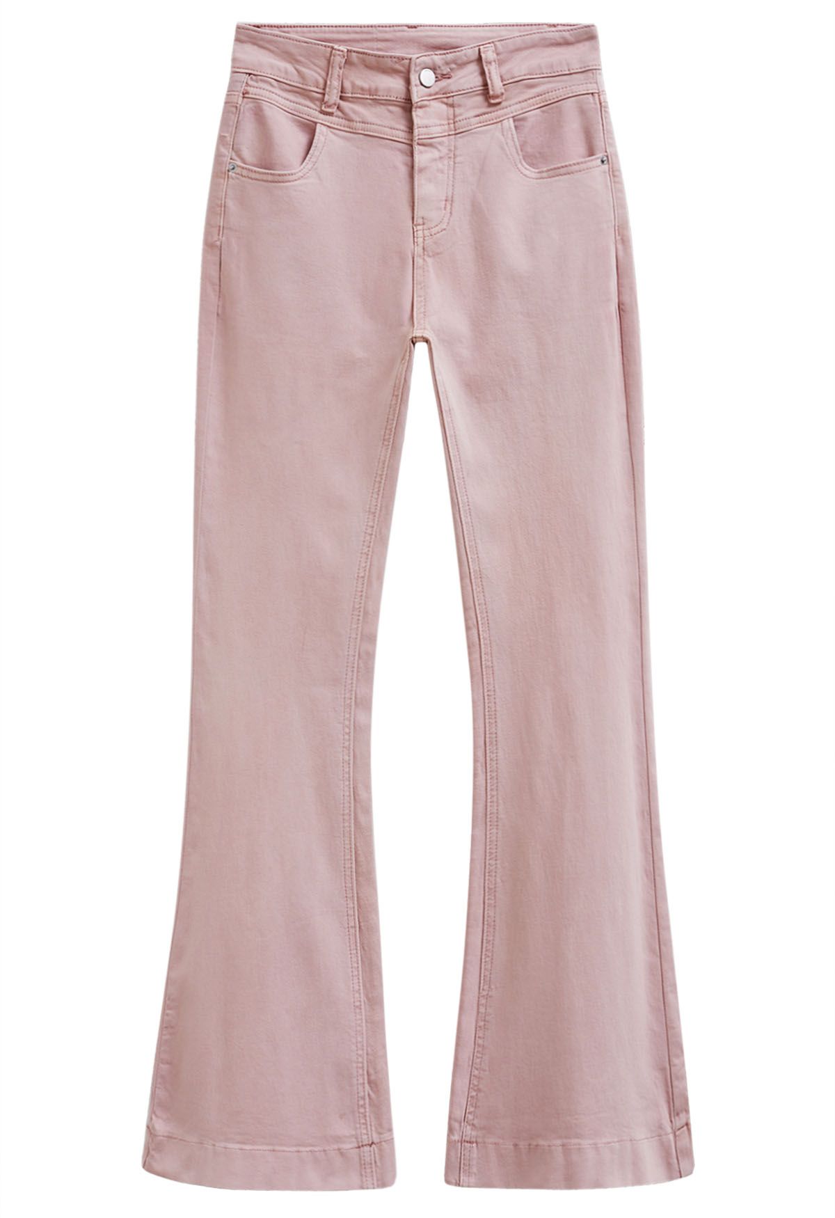 On-Trend High Waist Flare Leg Jeans in Pink