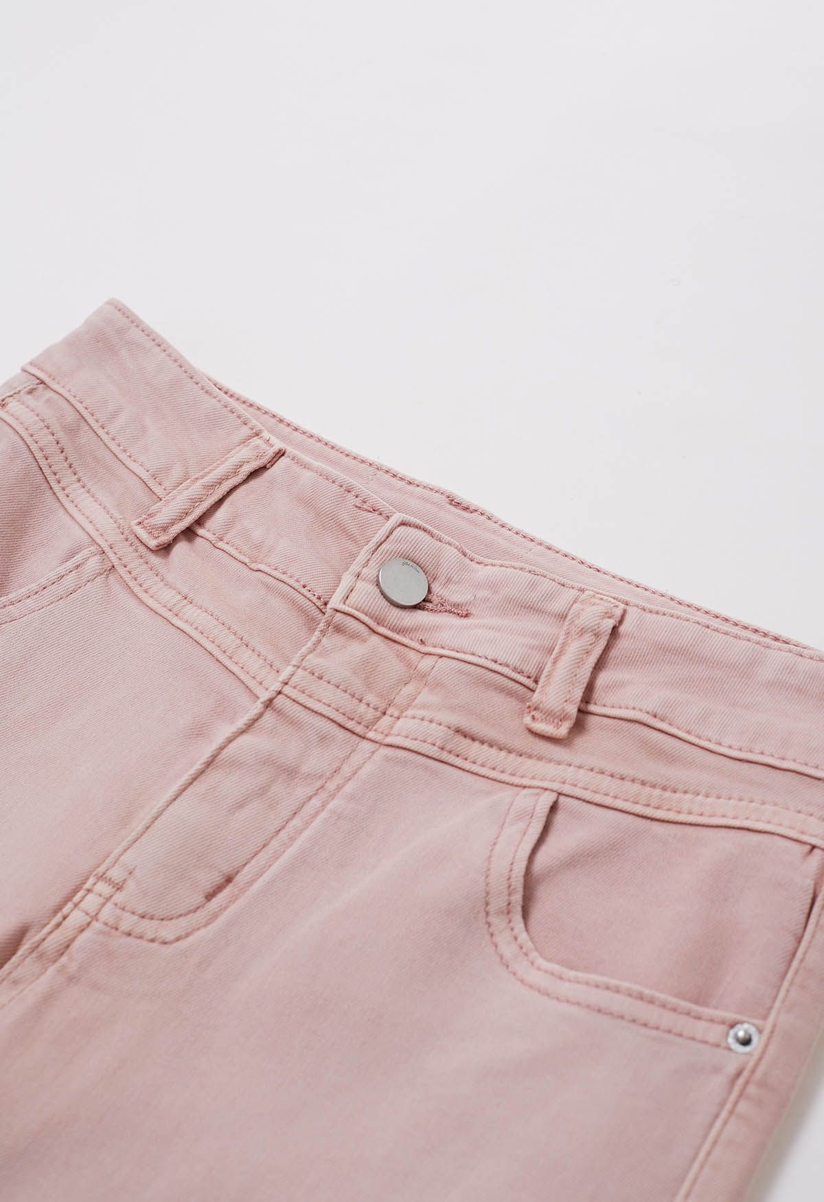 On-Trend High Waist Flare Leg Jeans in Pink