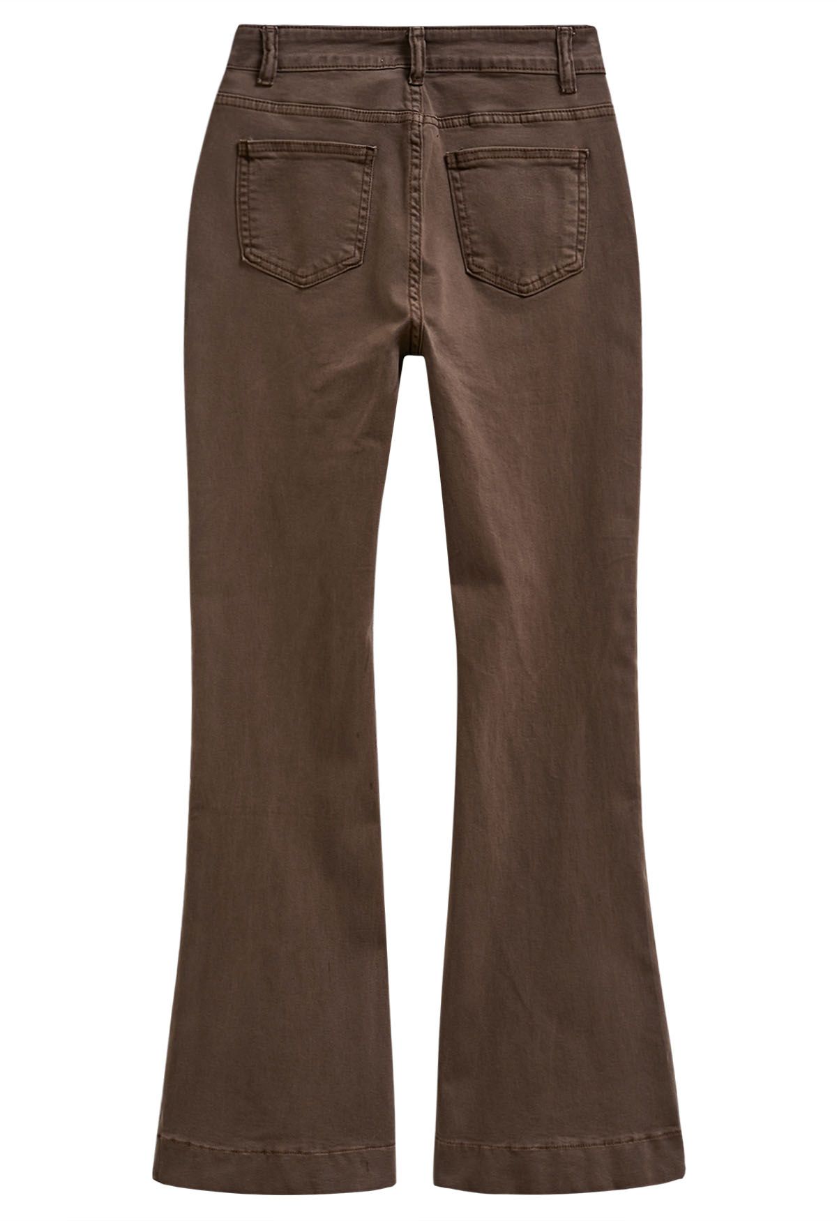 On-Trend High Waist Flare Leg Jeans in Brown