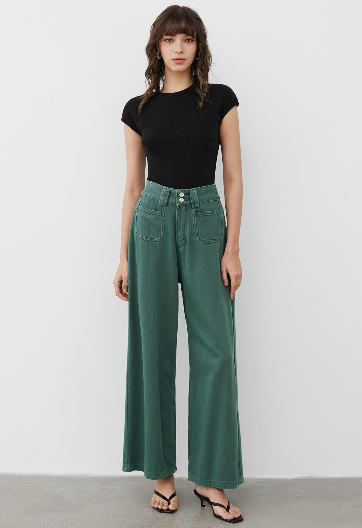 Vintage Charm Straight Leg Jeans in Green