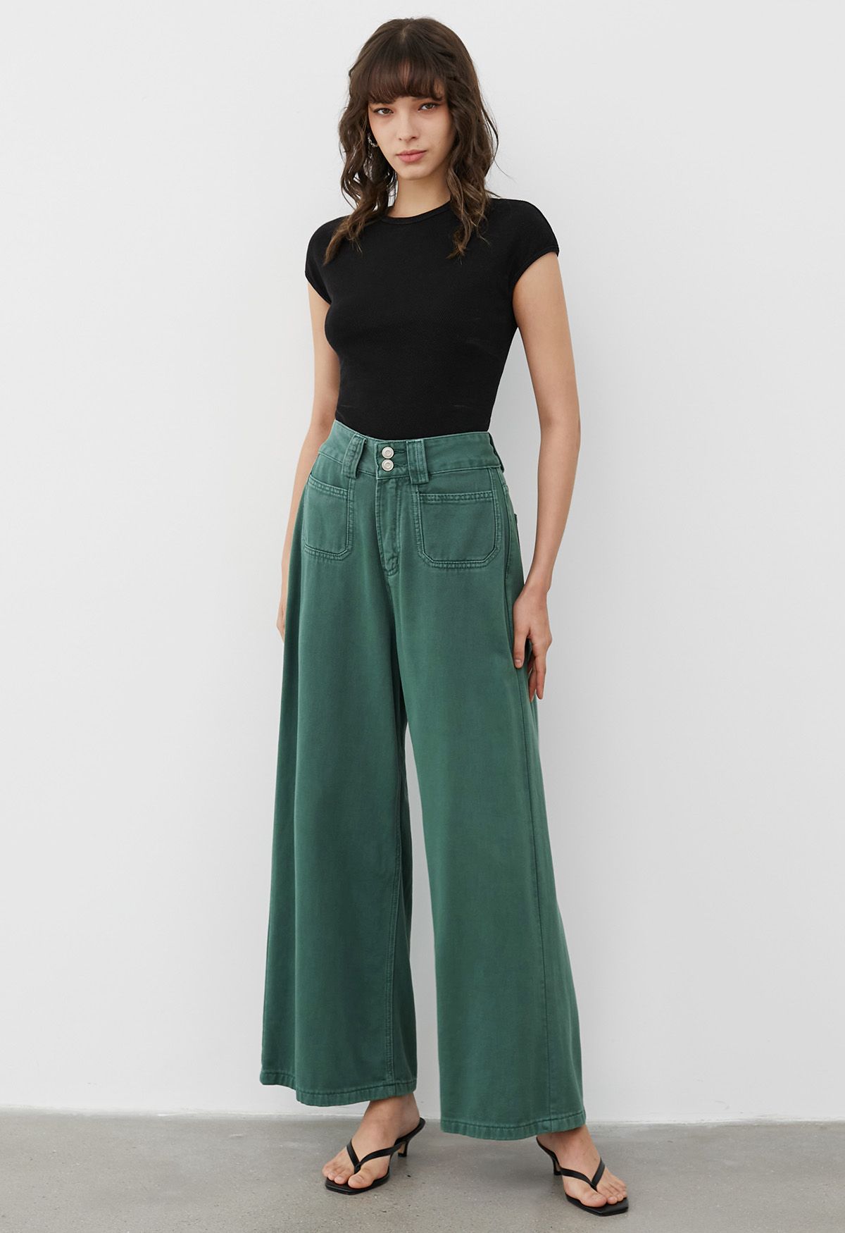 Vintage Charm Straight Leg Jeans in Green