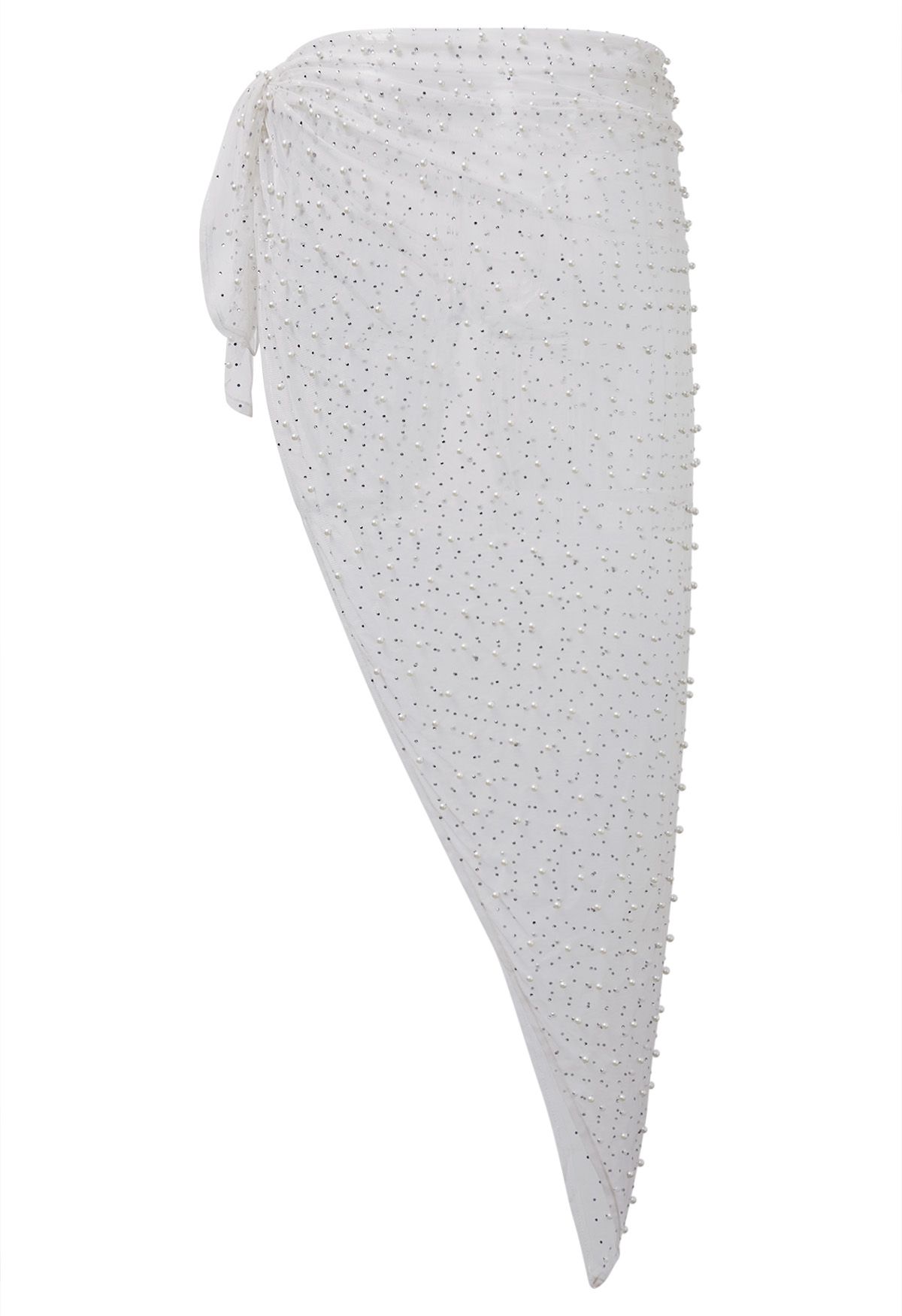 Pearl Mesh Self-Tie Sarong in White