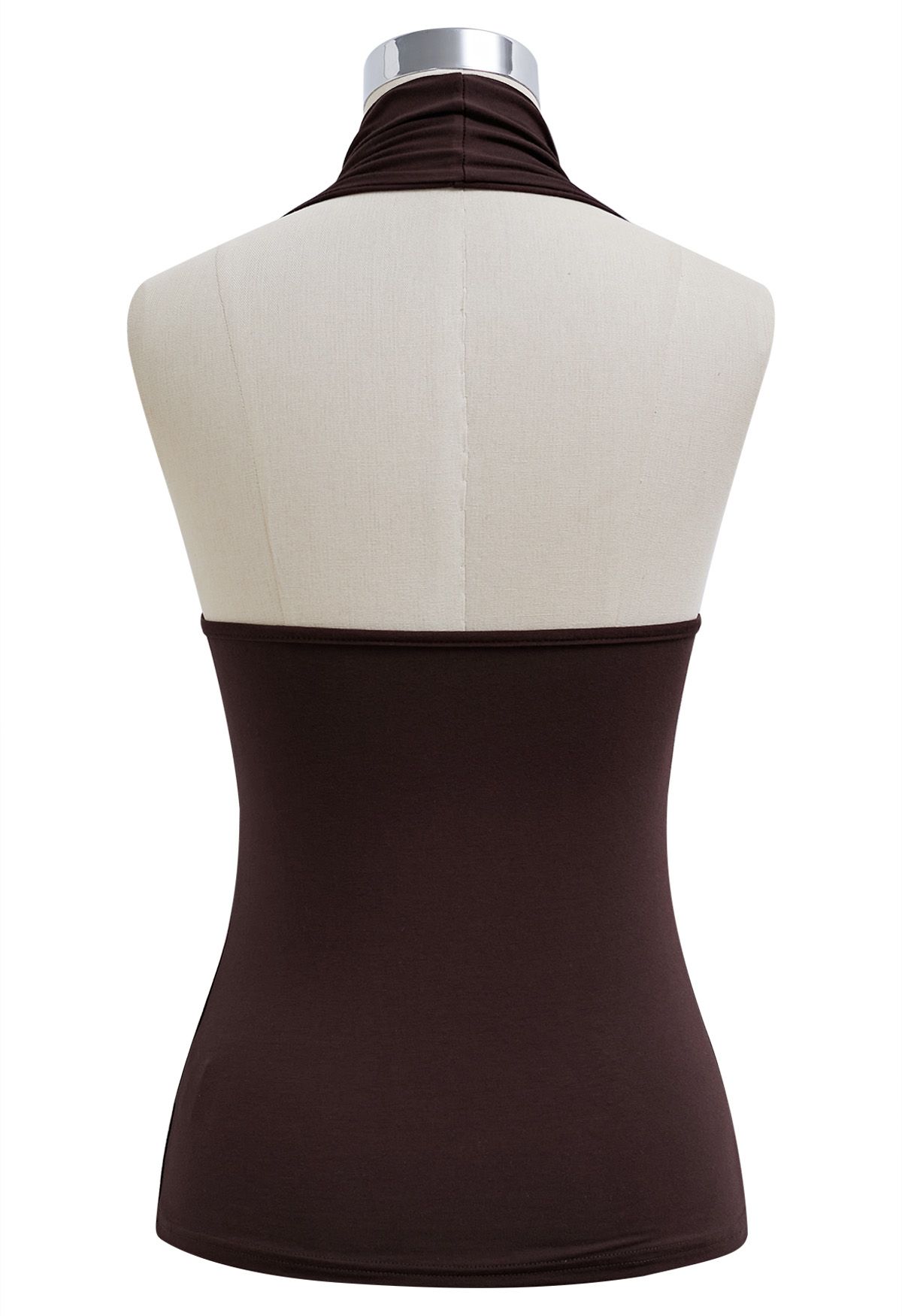 Optimal Halter V-Neck Sleeveless Top in Brown