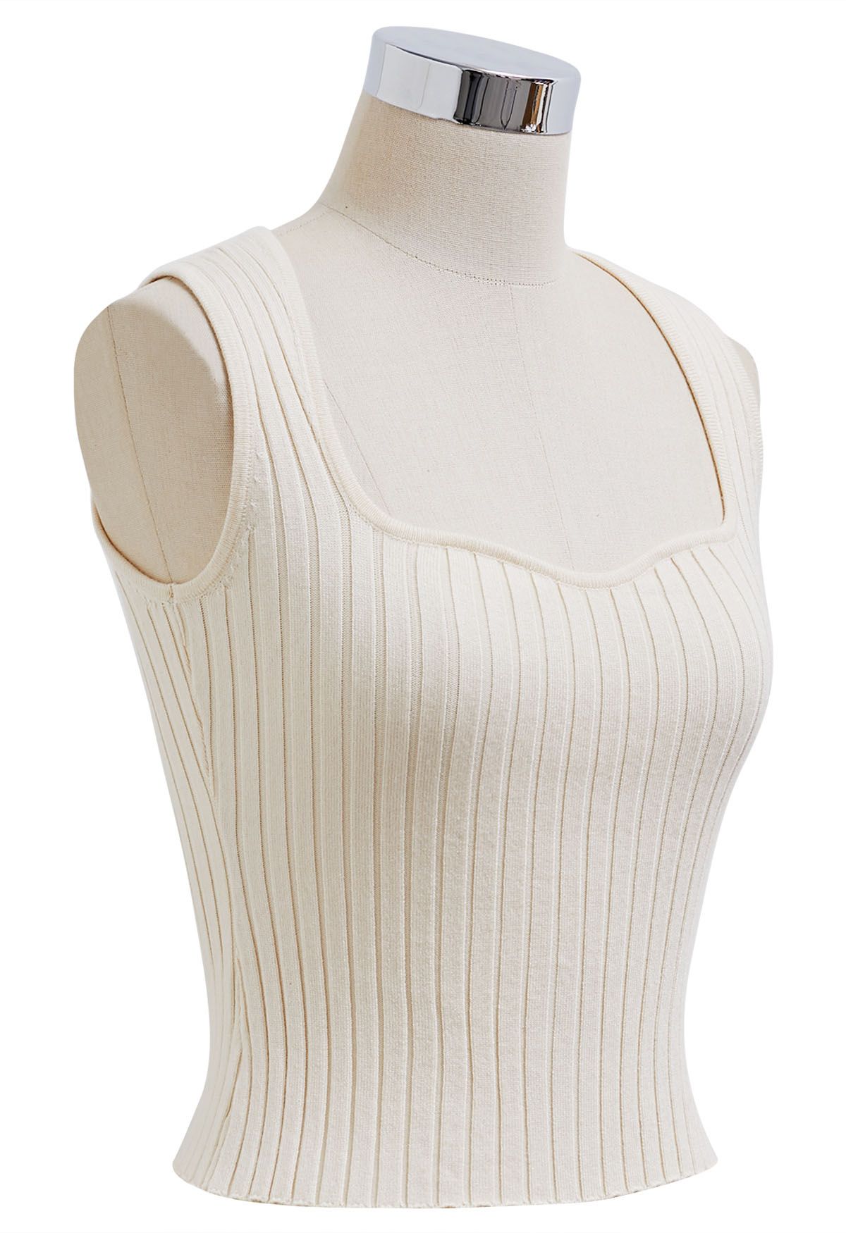 Flattering Fit Ribbed Tank Top in Ivory