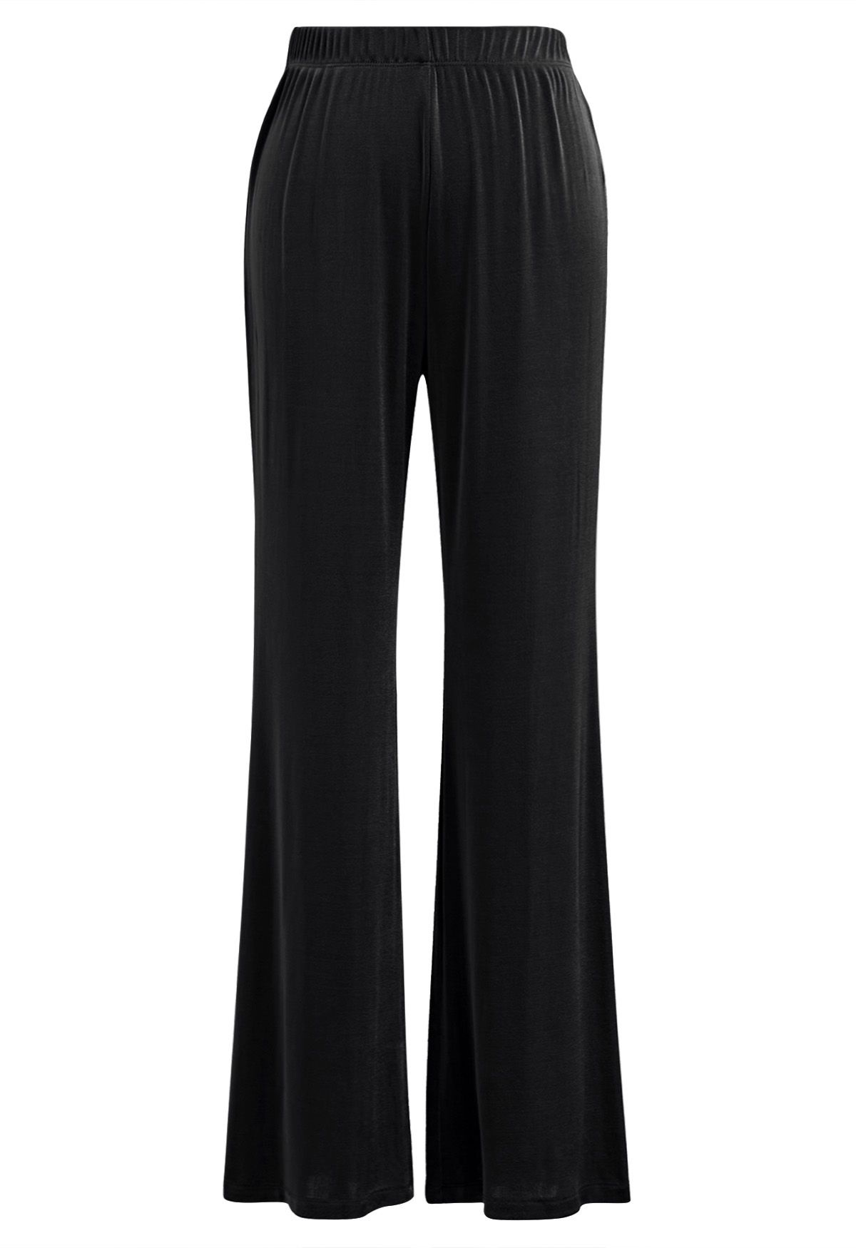 Relaxed Fit Flare Hem Pants in Black