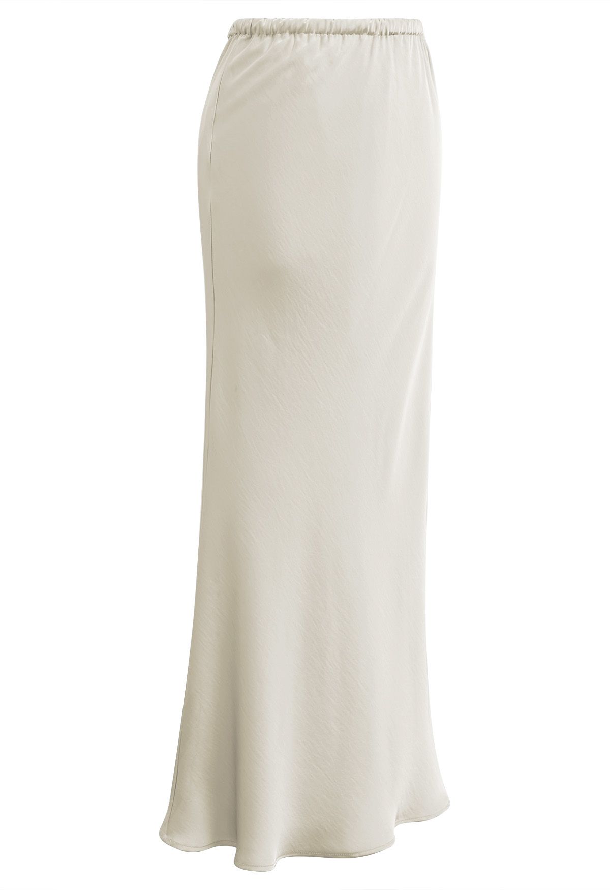 Texture Satin Drawstring Maxi Skirt in Ivory