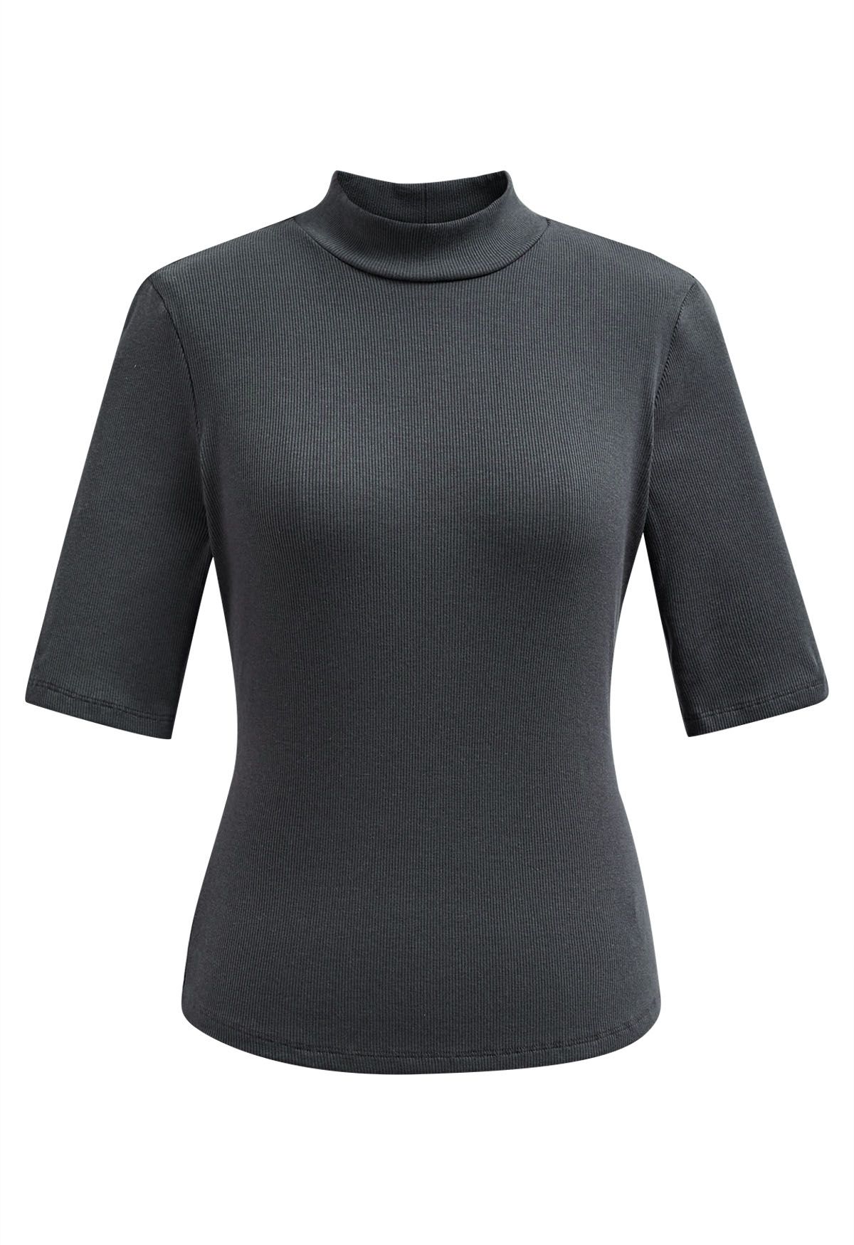 Sophisticated Elbow Sleeve Top in Smoke