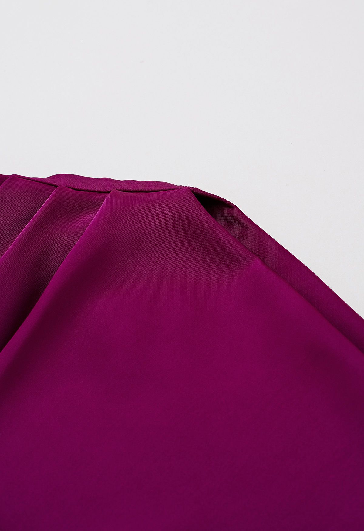 One-Shoulder Shirred Back Satin Top in Magenta