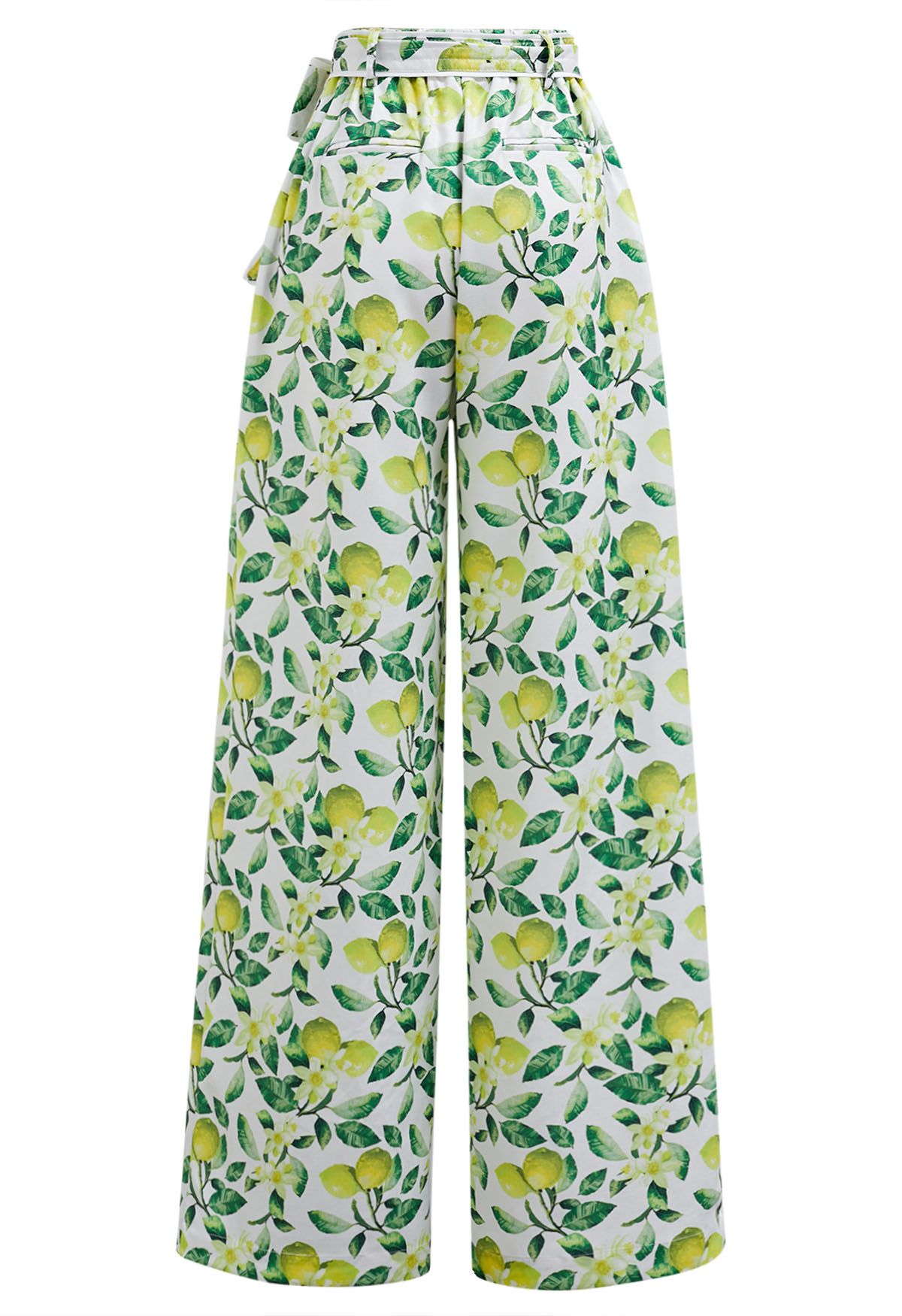 Fresh Lemon Printed Wide-Leg Pants