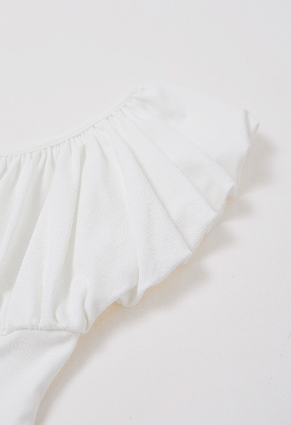 Ruched Detail Cotton Crop Top in White