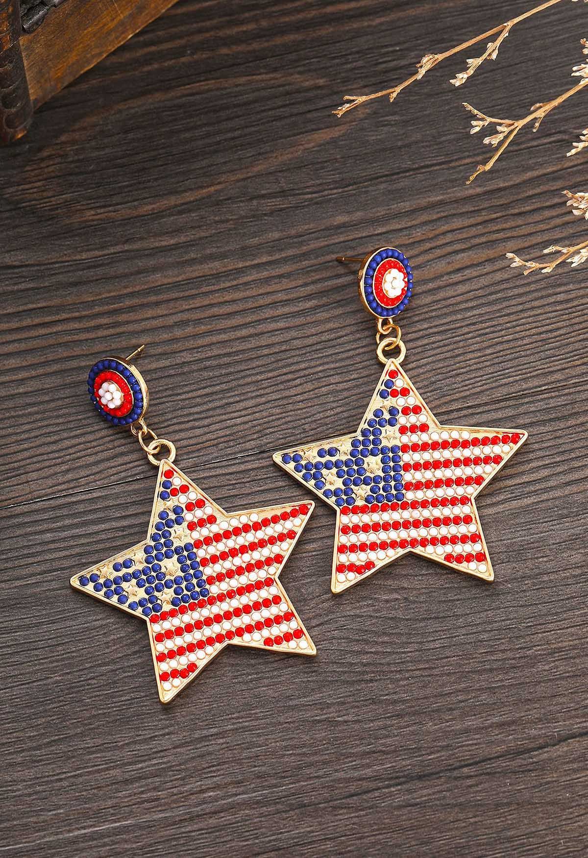 American Flag Star Earrings