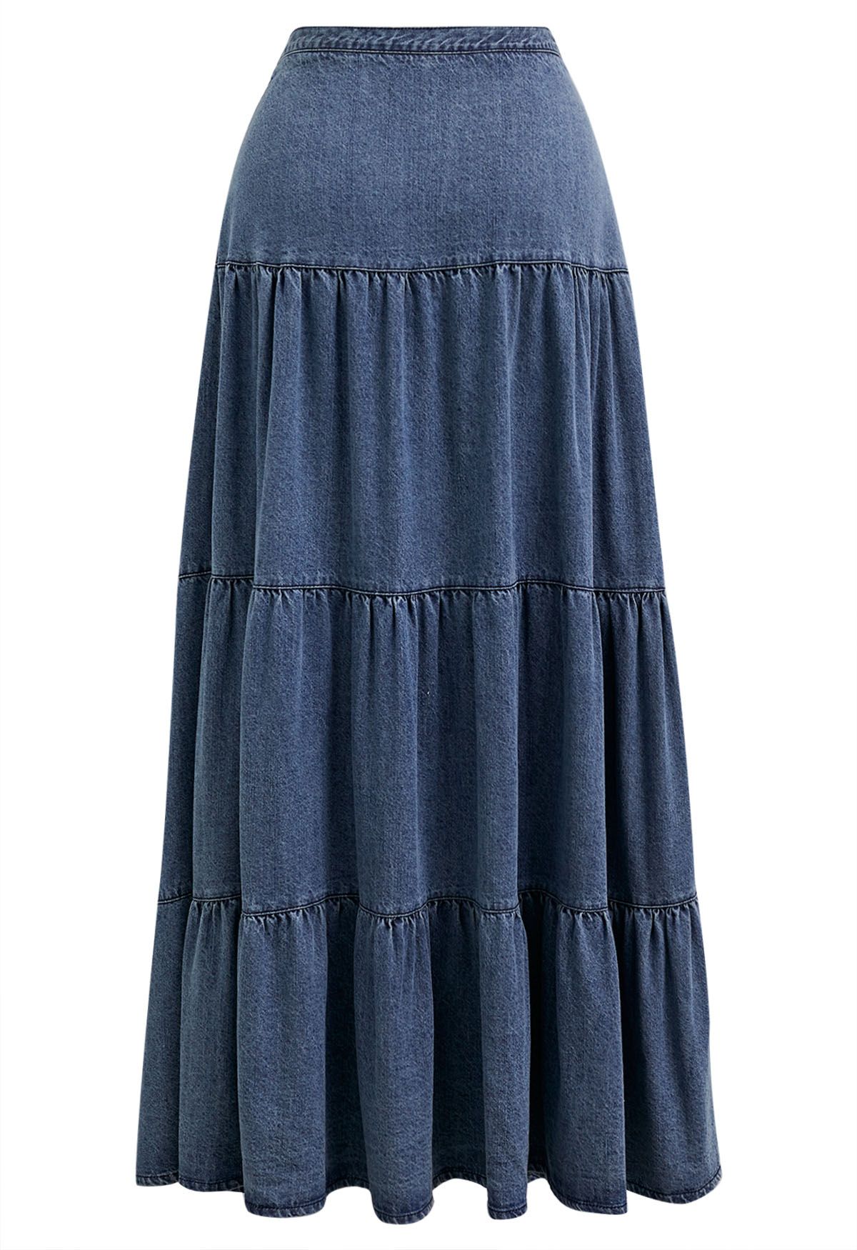 Casual Chic Blue Denim Maxi Skirt