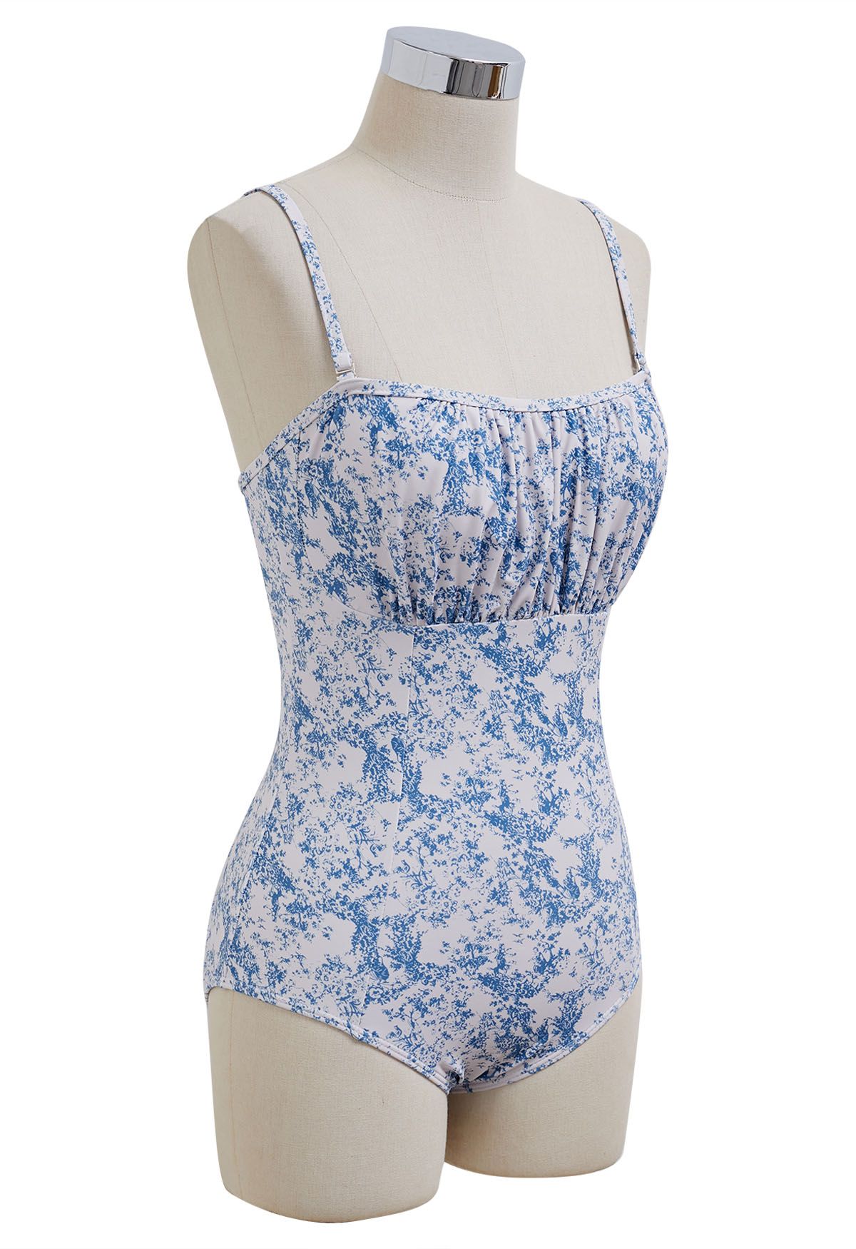 Blue Plant Printed One-Piece Swimsuit