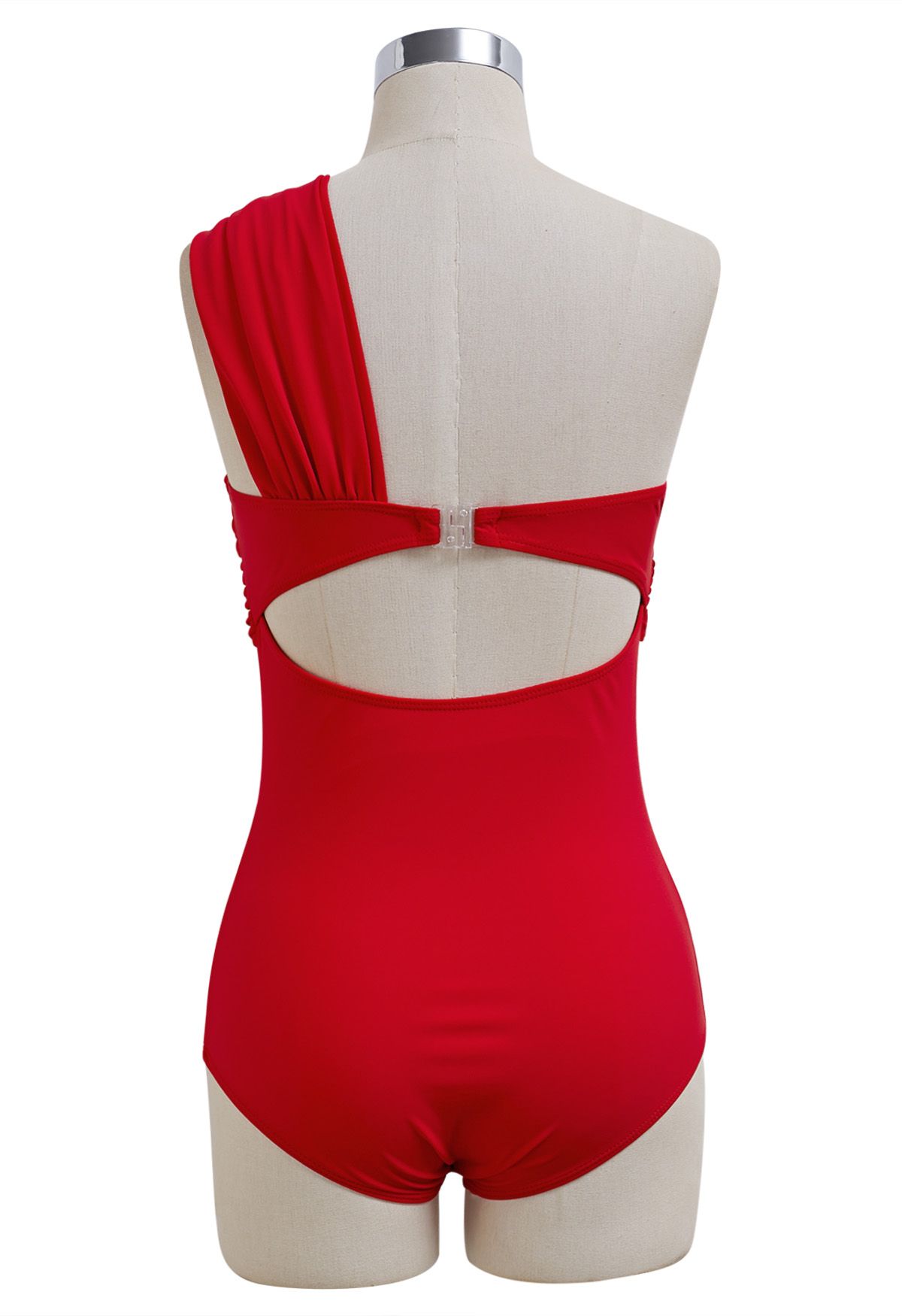 Sweet Knot One-Shoulder One-Piece Swimsuit in Red