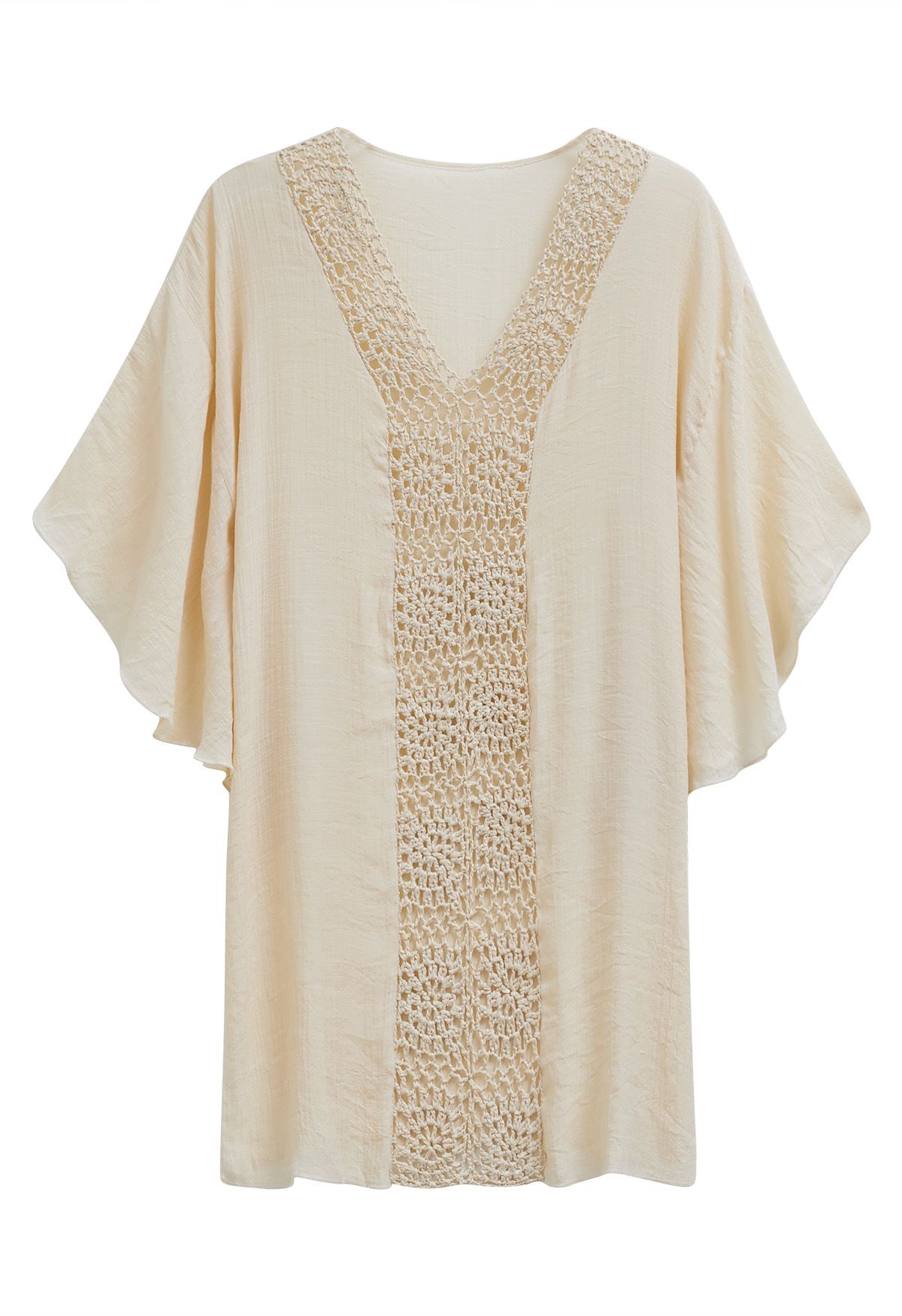 Batwing Sleeve Crochet Spliced Cover-Up Dress