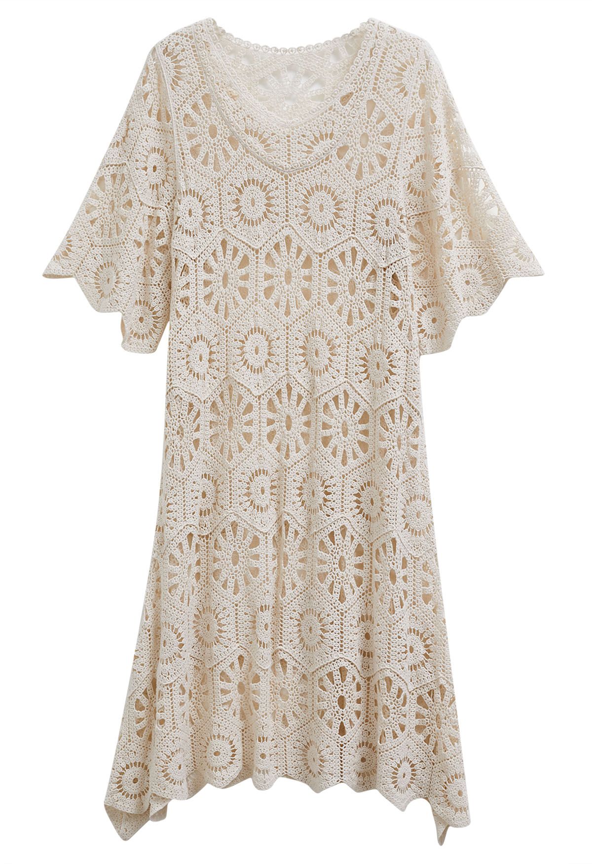 Floral Cutwork Crochet Beach Cover-Up