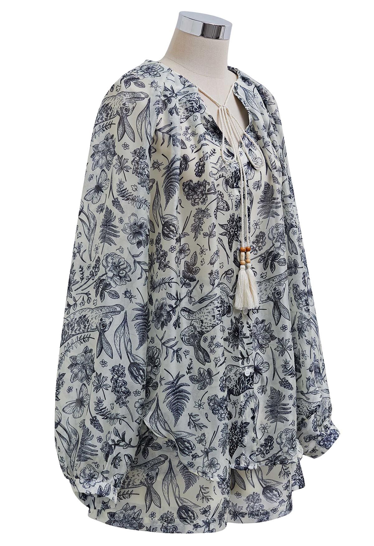 Wonderland Printed Tassel Top and Shorts Set