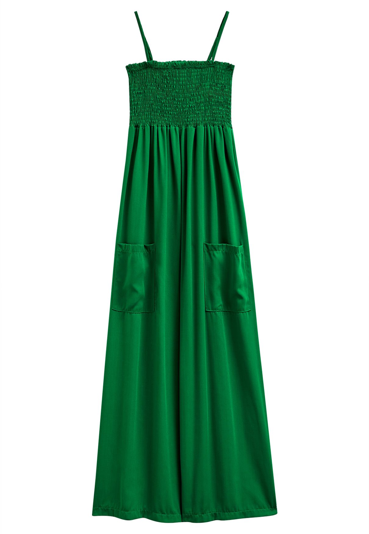 Snazzy Patch Pocket Wide-Leg Cami Jumpsuit in Green