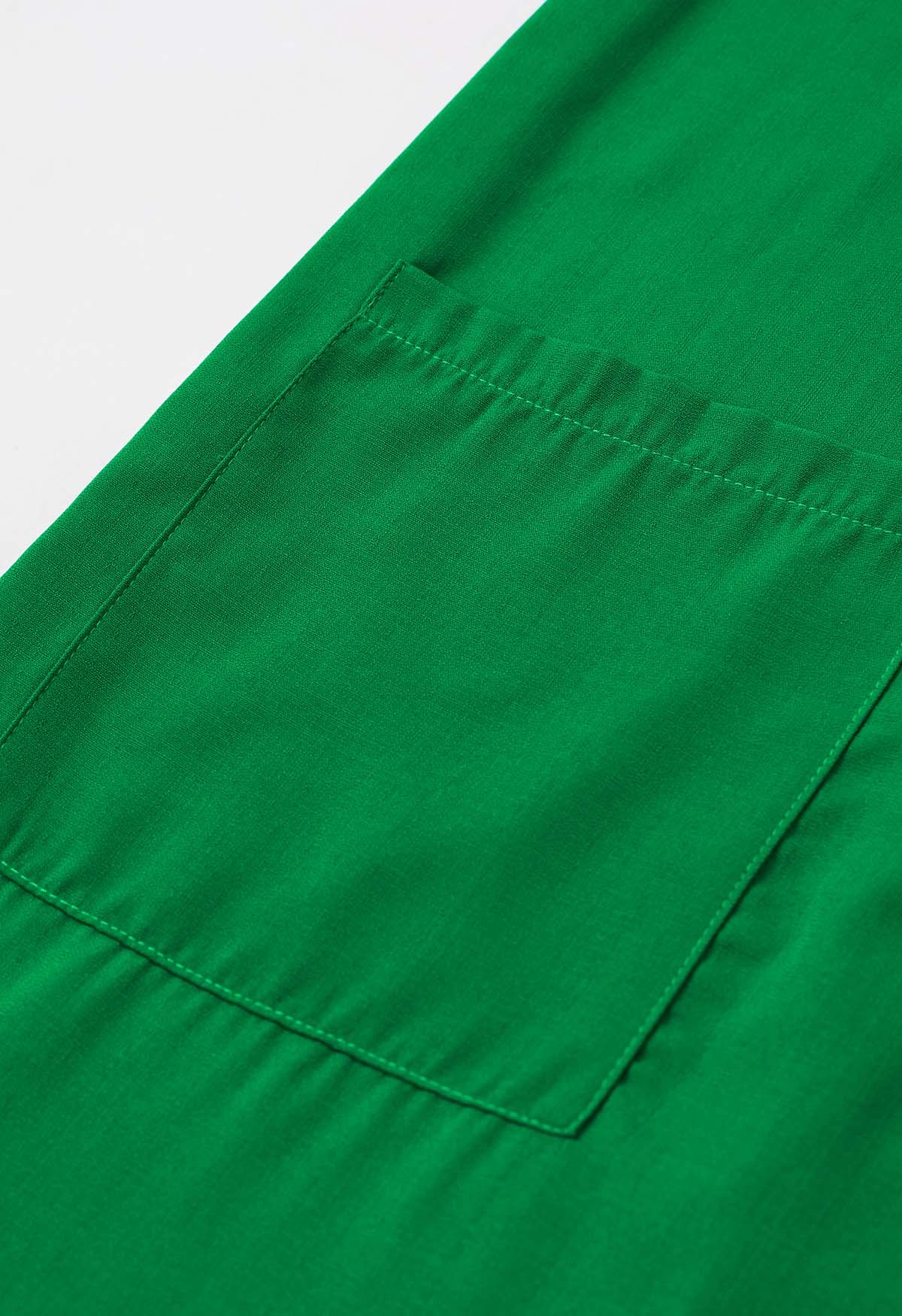 Snazzy Patch Pocket Wide-Leg Cami Jumpsuit in Green