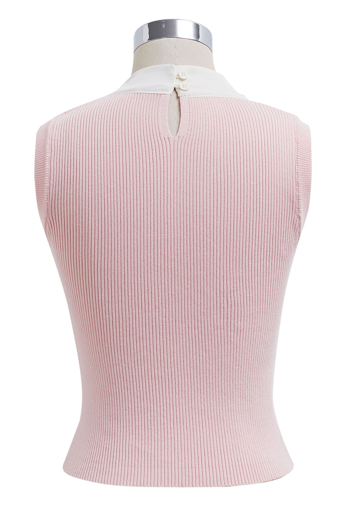 Bowknot Decor Sleeveless Knit Top in Pink