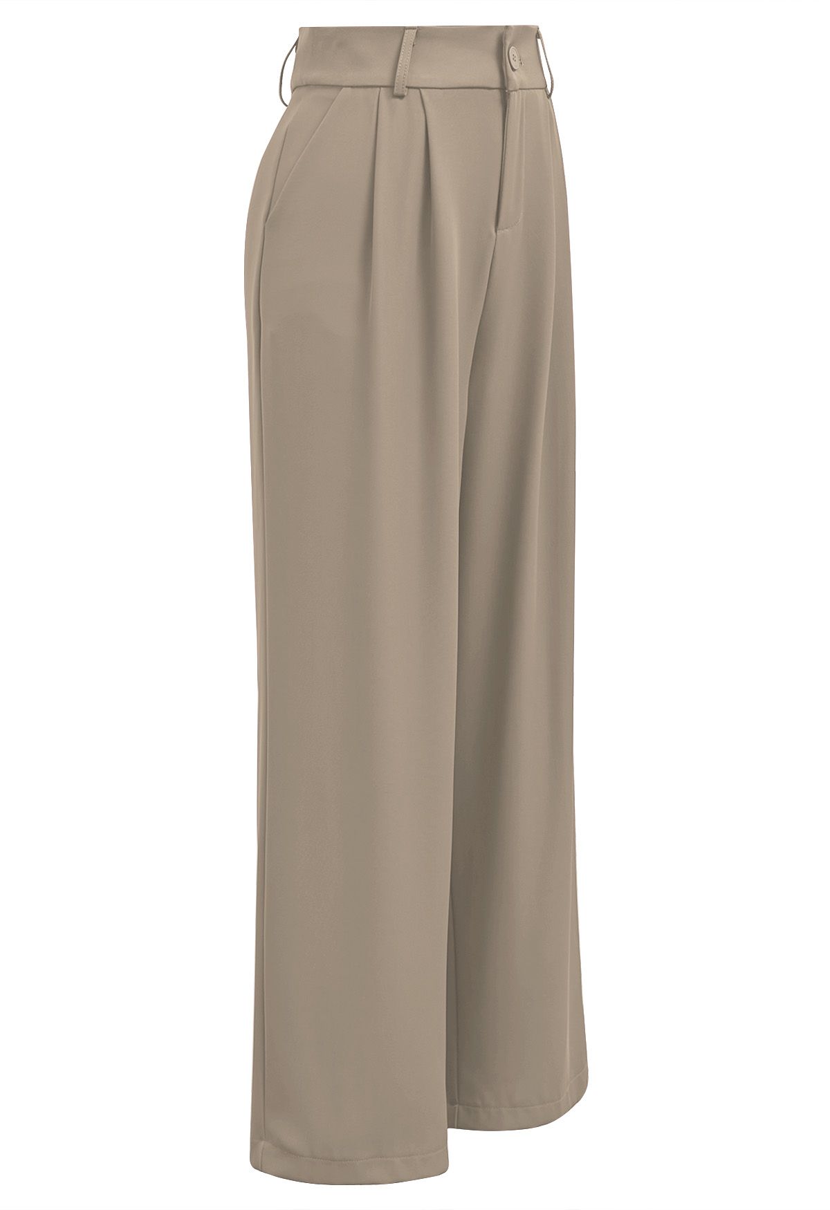 High-Waist Straight-Leg Pants in Khaki